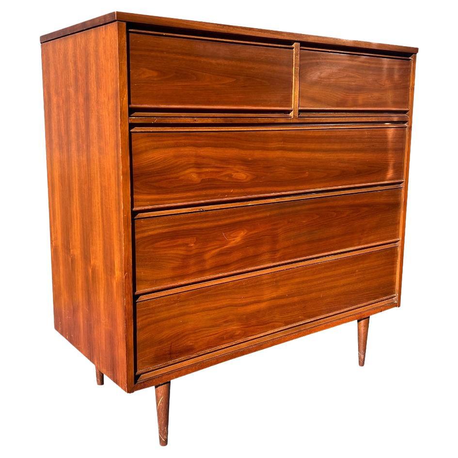 Vintage Mid Century Modern Tall Highboy Dresser