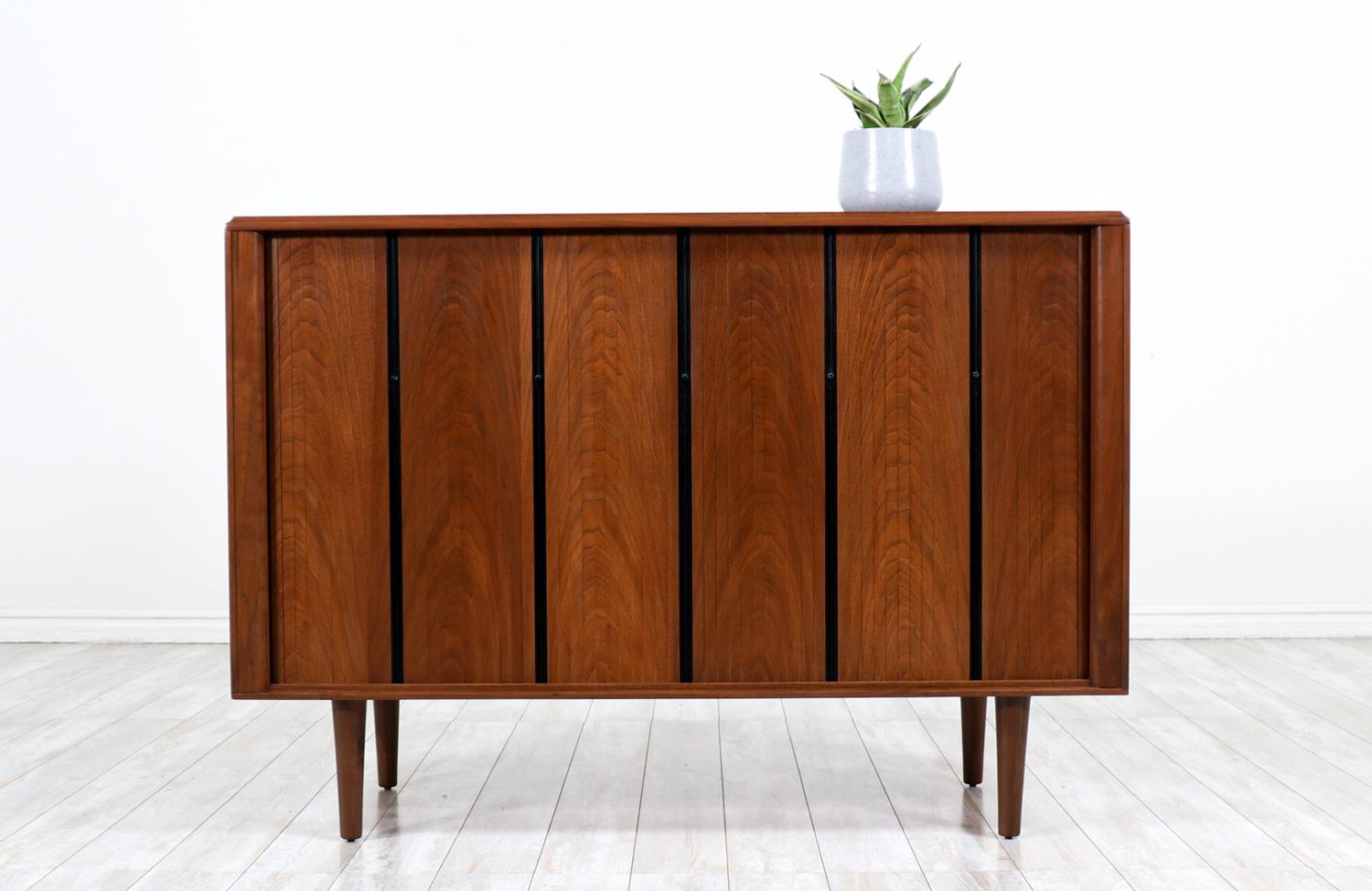 Vintage Mid-Century Modern tambour-door Credenza by Barzilay.