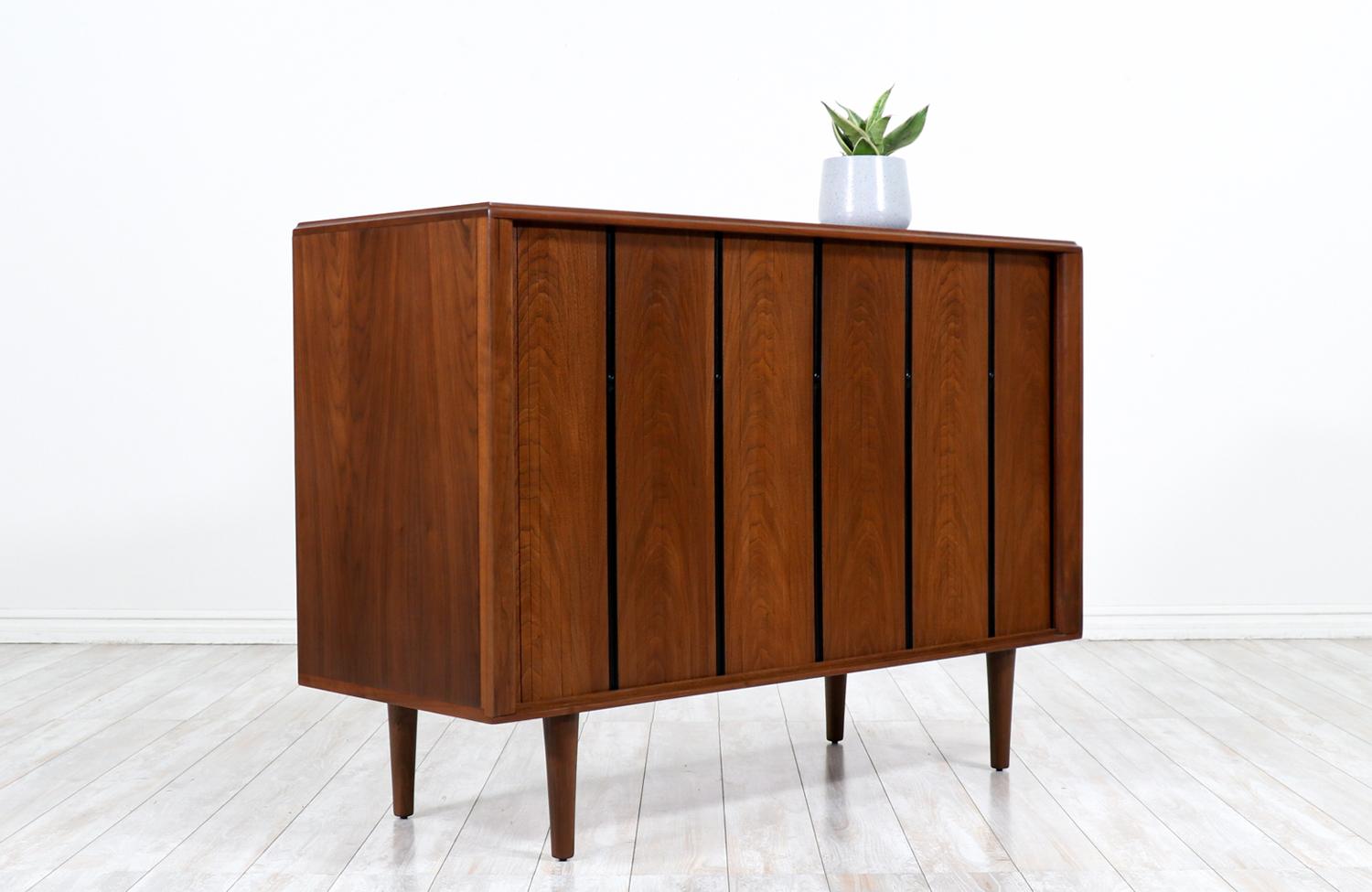 Mid-20th Century Vintage Mid-Century Modern Tambour-Door Credenza by Barzilay