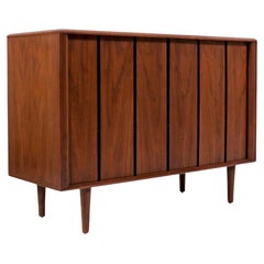 Vintage Mid-Century Modern Tambour-Door Walnut Credenza by Barzilay