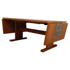 Vintage Mid Century Modern Teak and Tile Ox Art Dining Table