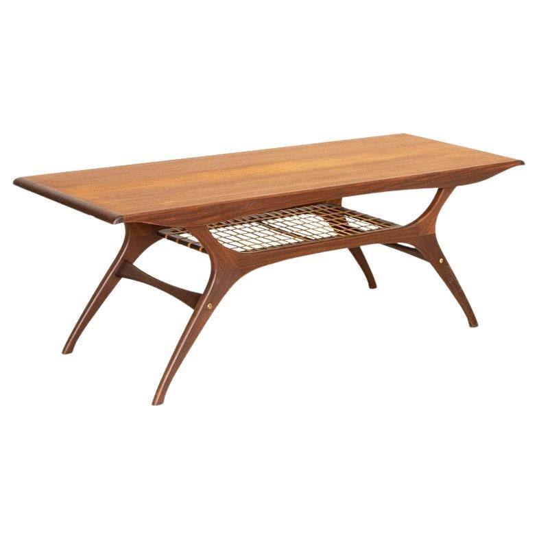 Vintage MidCentury Modern Teak Coffee Table With Shelf at 1stDibs