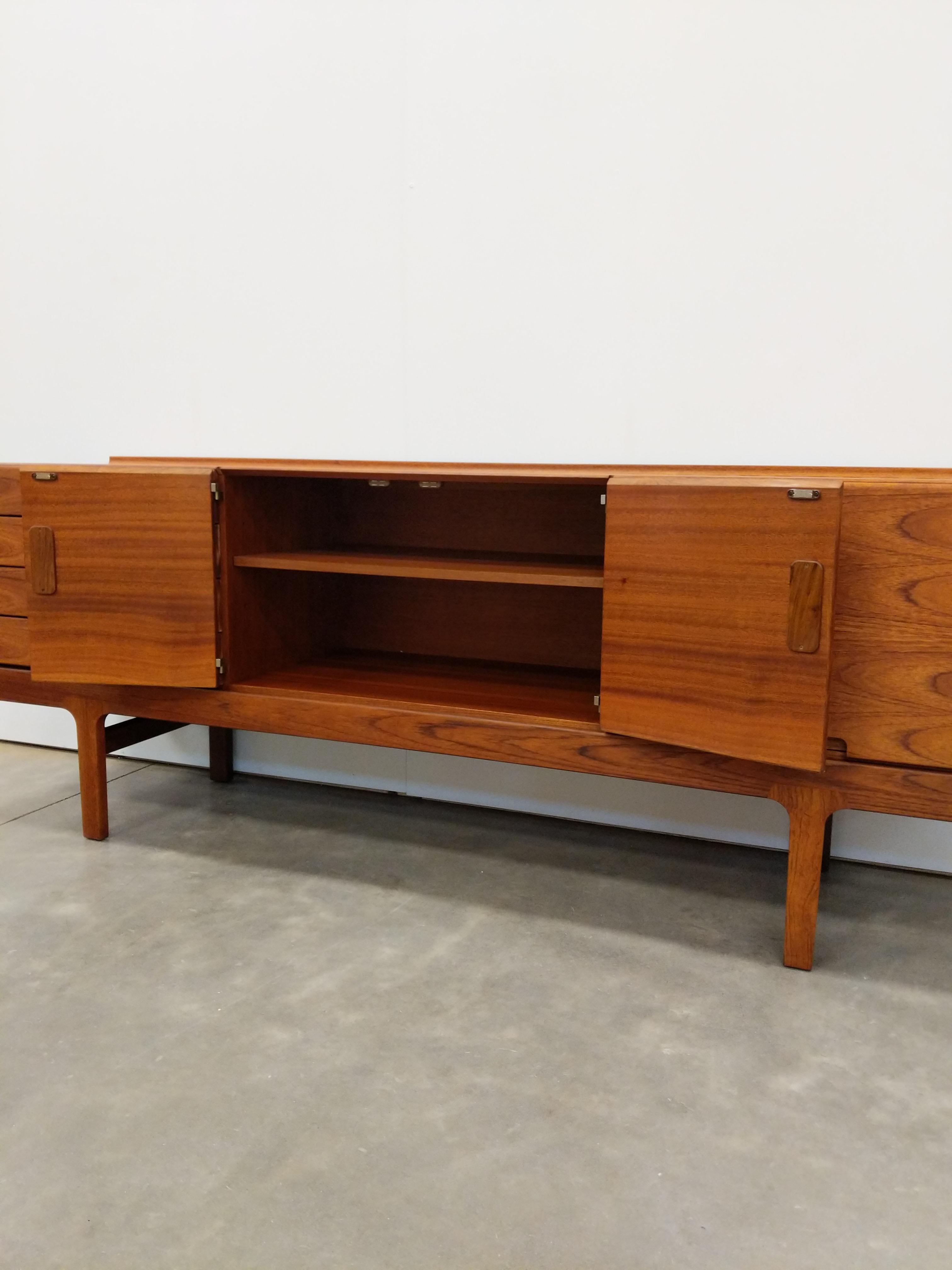 British Vintage Mid Century Modern Teak Credenza by Meredew For Sale