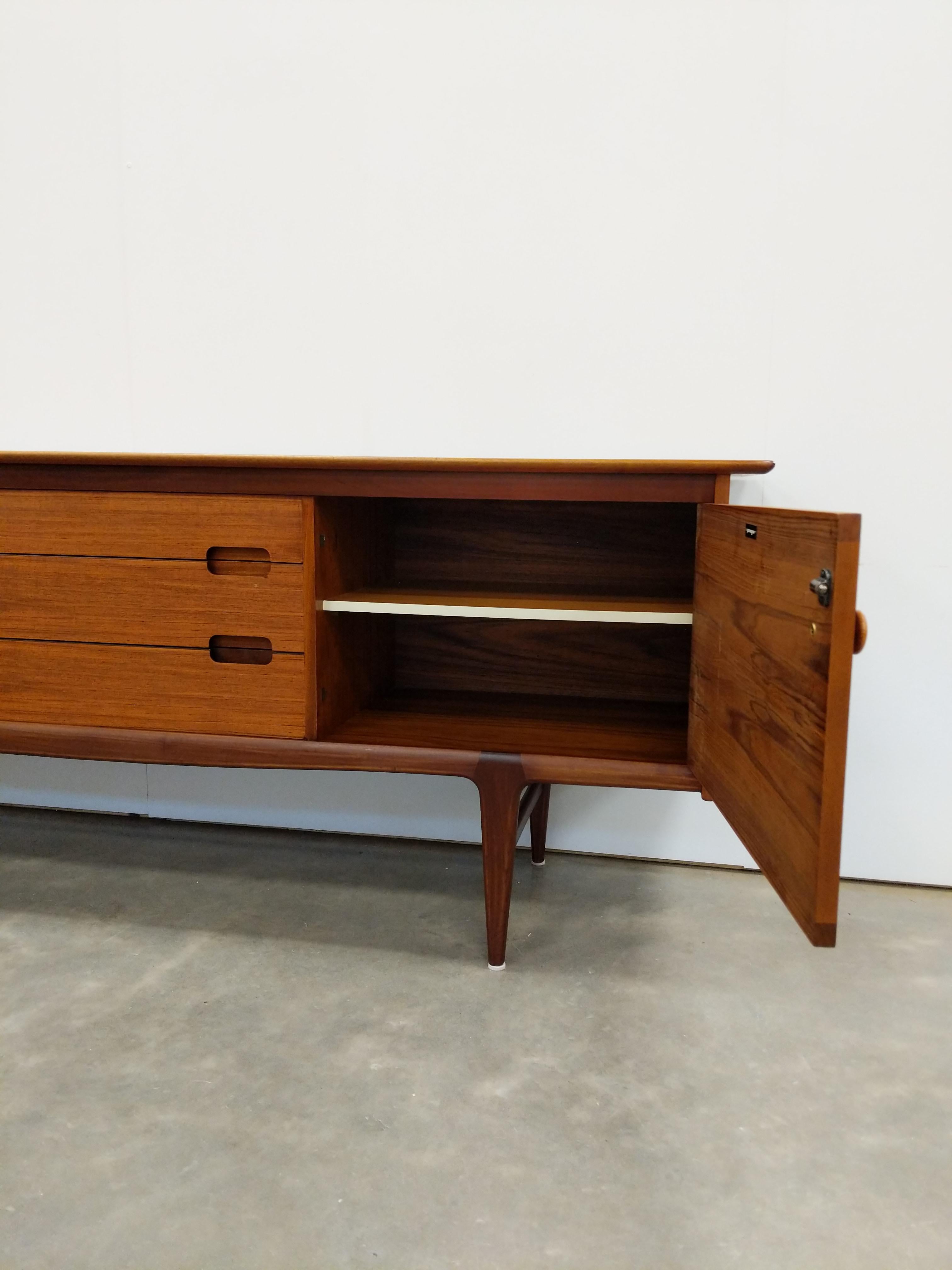 British Vintage Mid Century Modern Teak Credenza by Younger For Sale