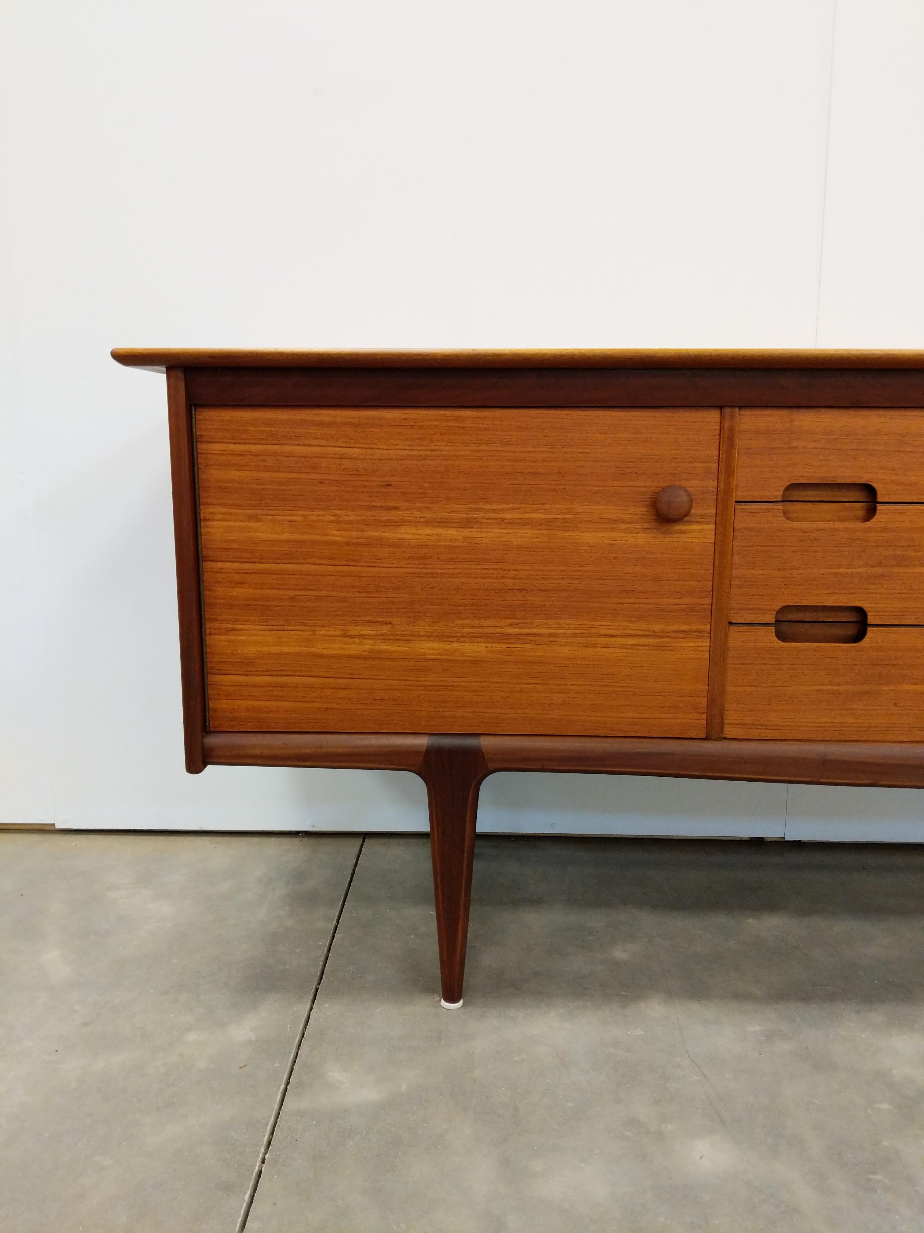 Vintage Mid Century Modern Teak Credenza by Younger For Sale 1