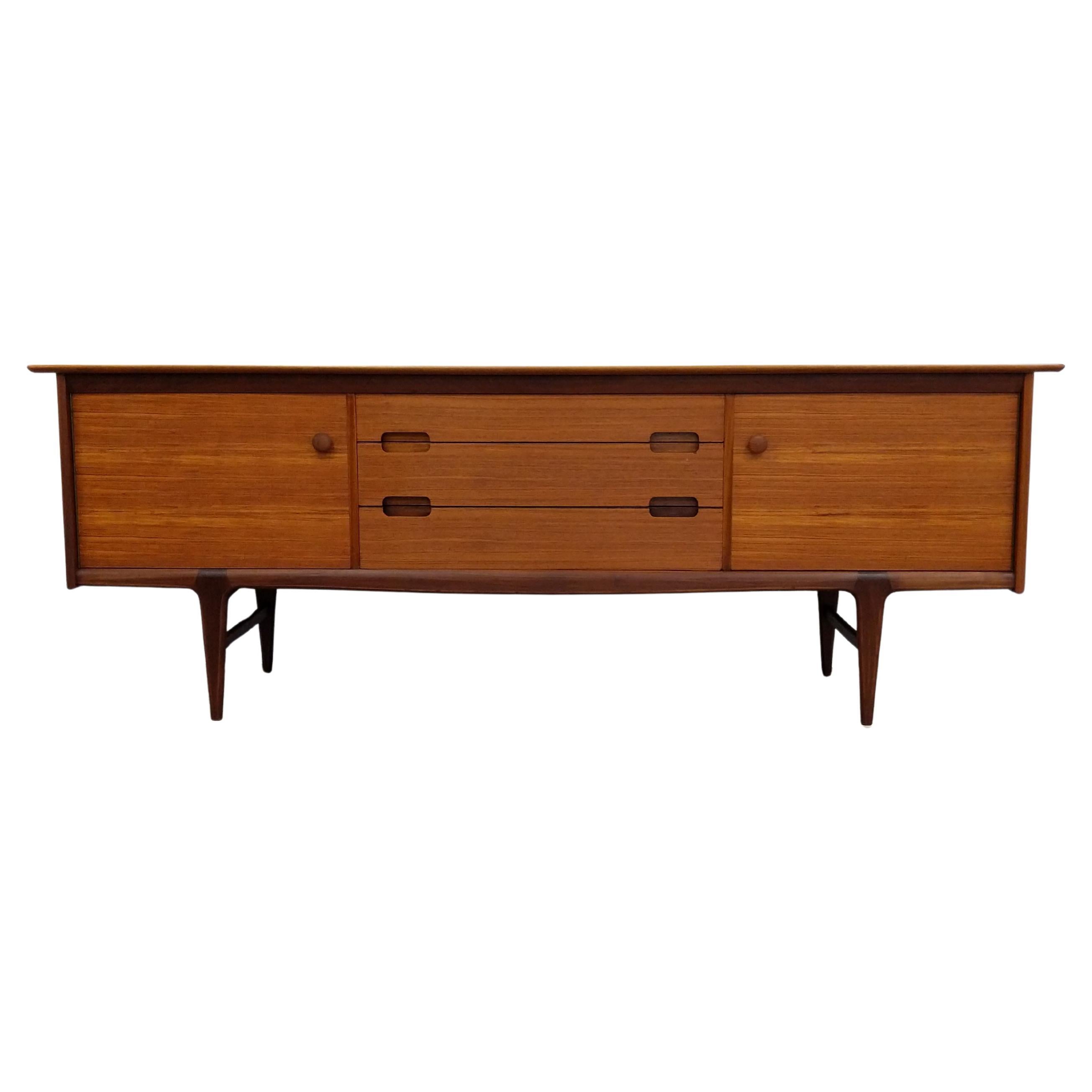 Vintage Mid Century Modern Teak Credenza by Younger For Sale