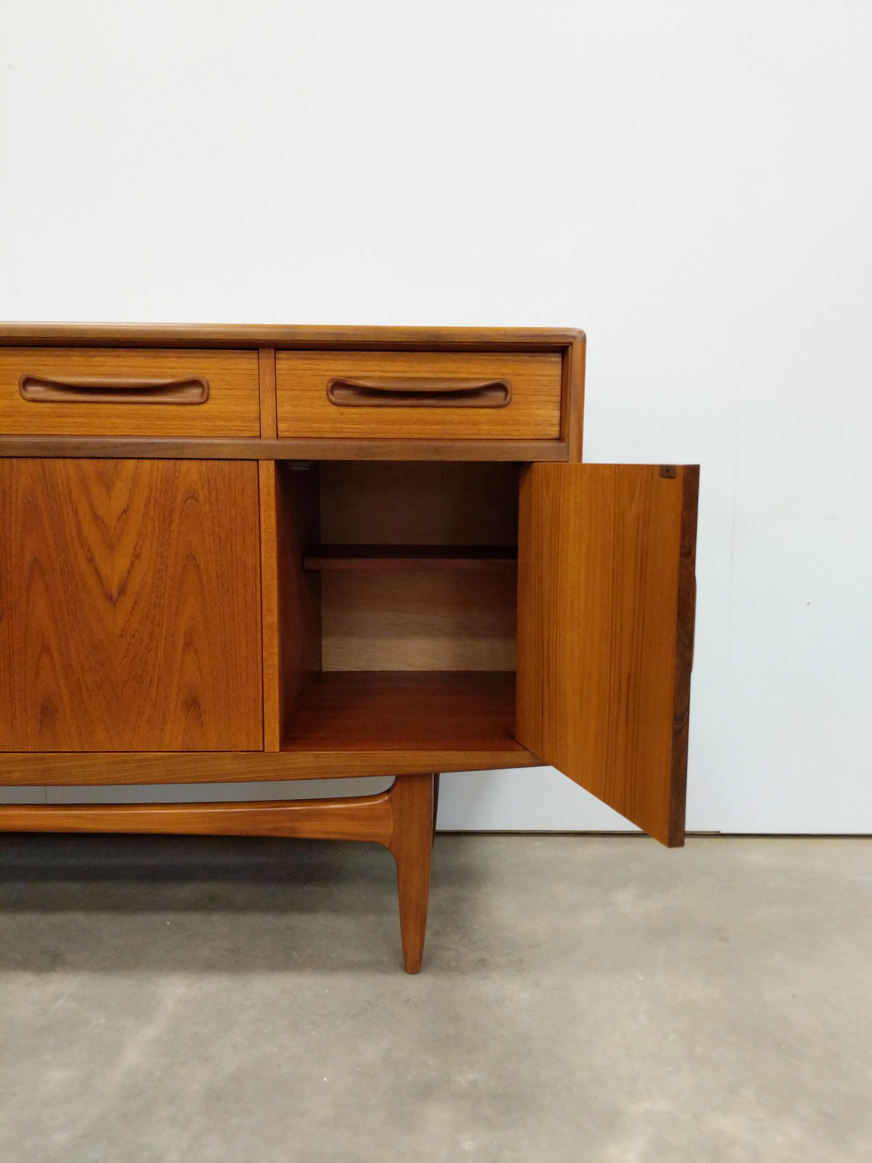 British Vintage Mid Century Modern Teak Credenza / Sideboard by G Plan For Sale