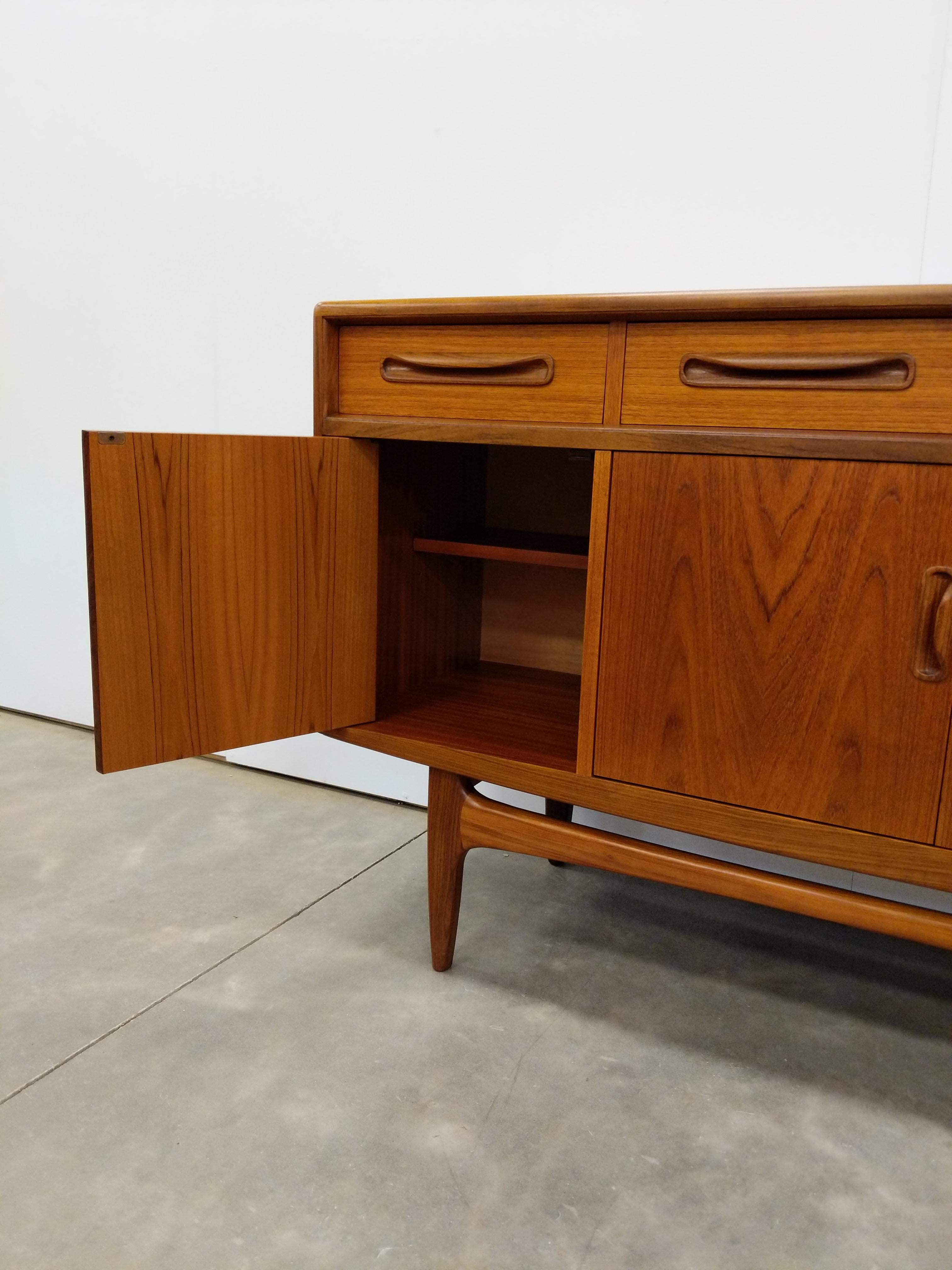 20th Century Vintage Mid Century Modern Teak Credenza / Sideboard by G Plan For Sale