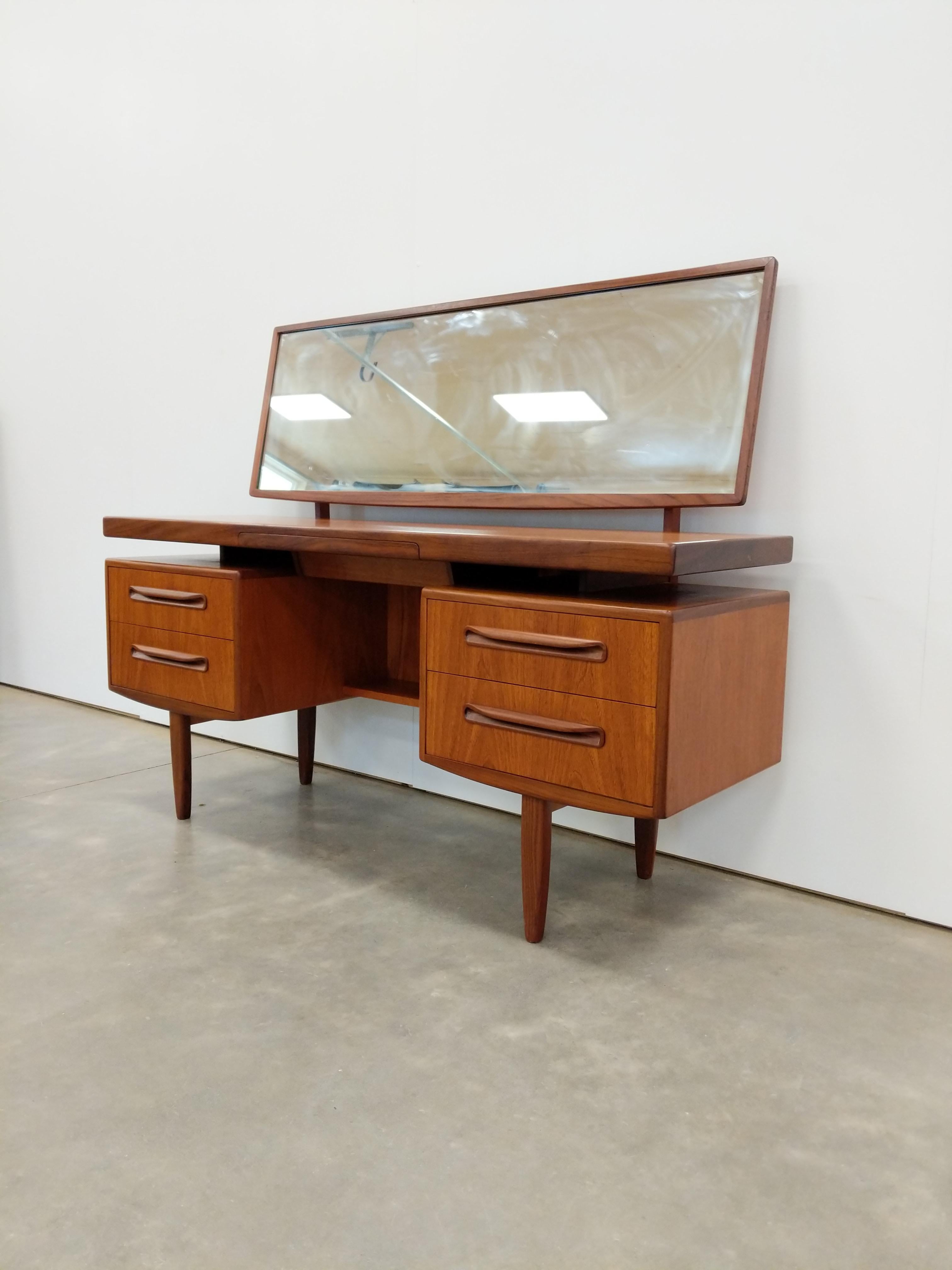 Authentic vintage mid century modern teak desk / dressing table with mirror.

