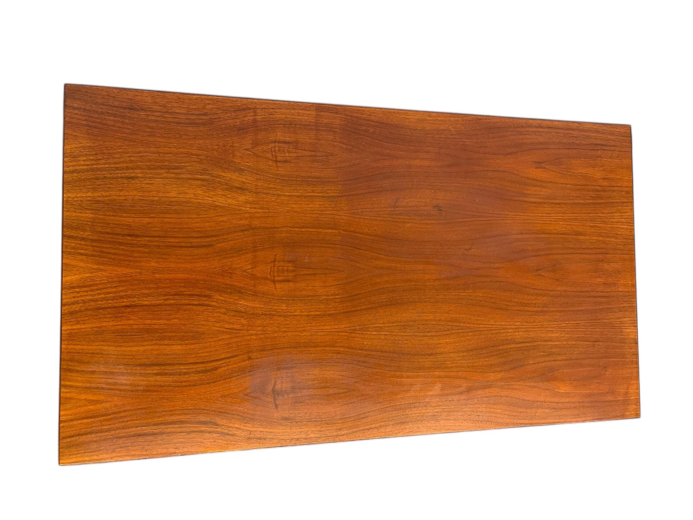 Vintage Mid-Century Modern Teak Desk with Sculpted Handles. Made in Denmark. For Sale 5