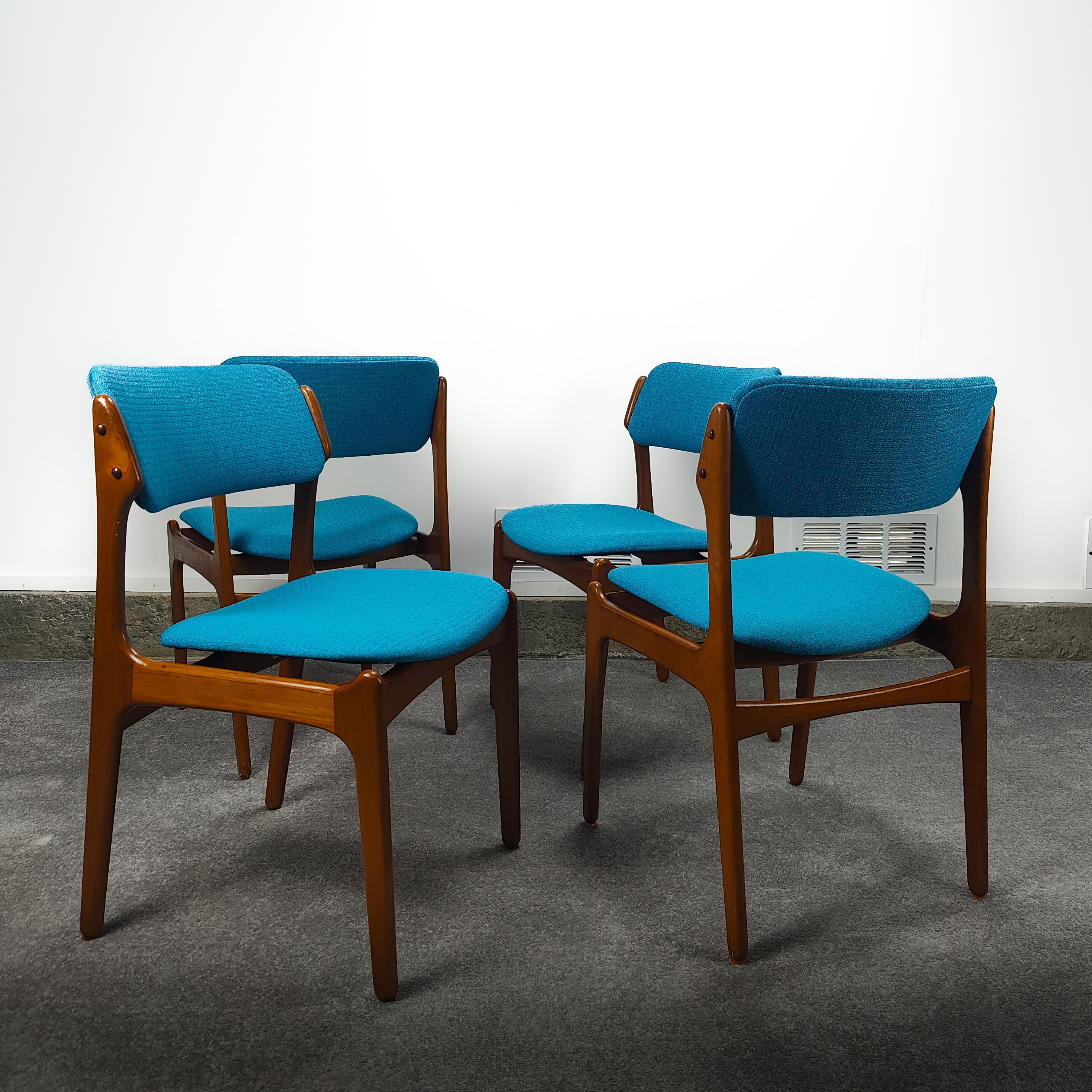 Vintage Mid-Century Modern Teak Dining Chairs by Erik Buch for O.D. Mobler In Good Condition In Chino Hills, CA
