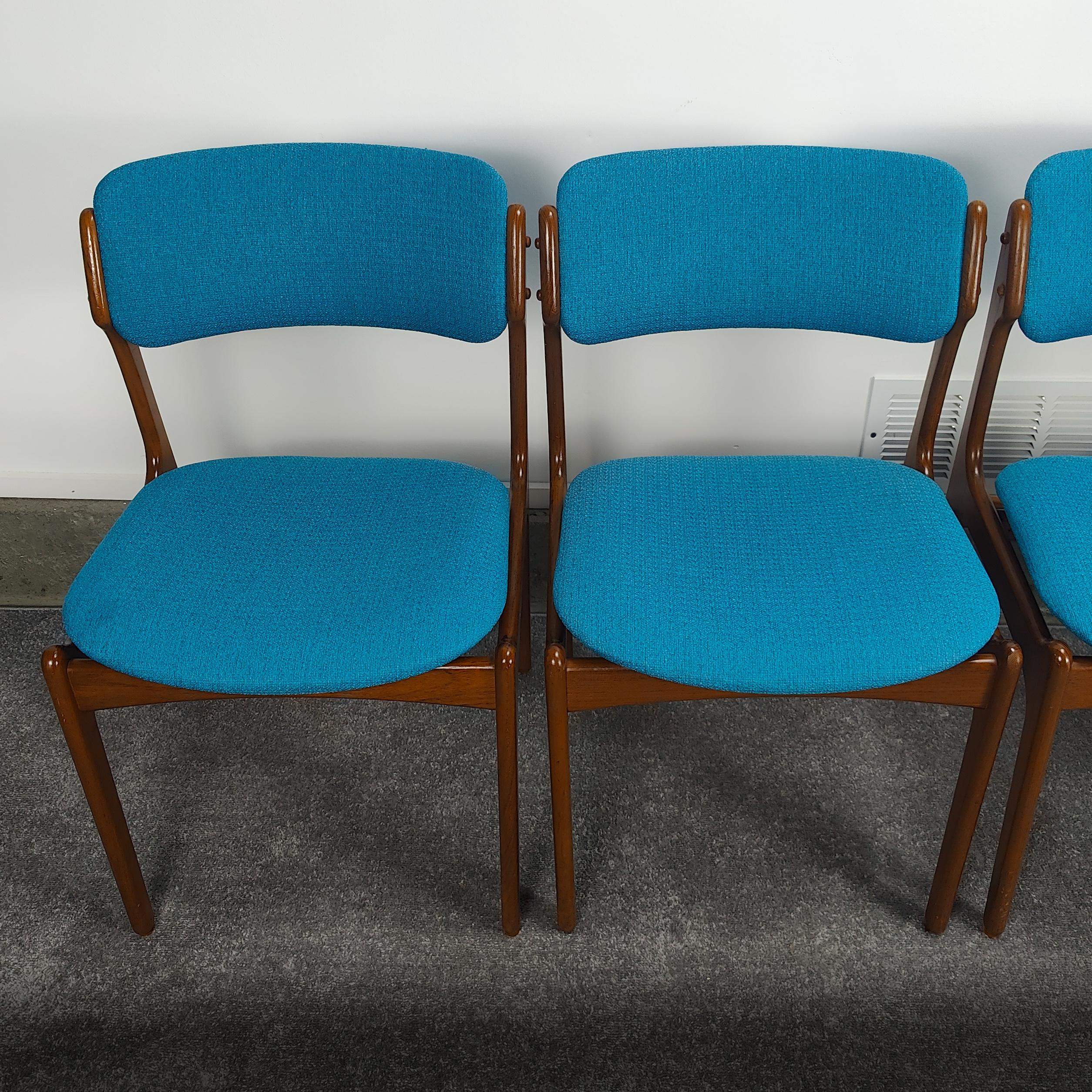 20th Century Vintage Mid-Century Modern Teak Dining Chairs by Erik Buch for O.D. Mobler