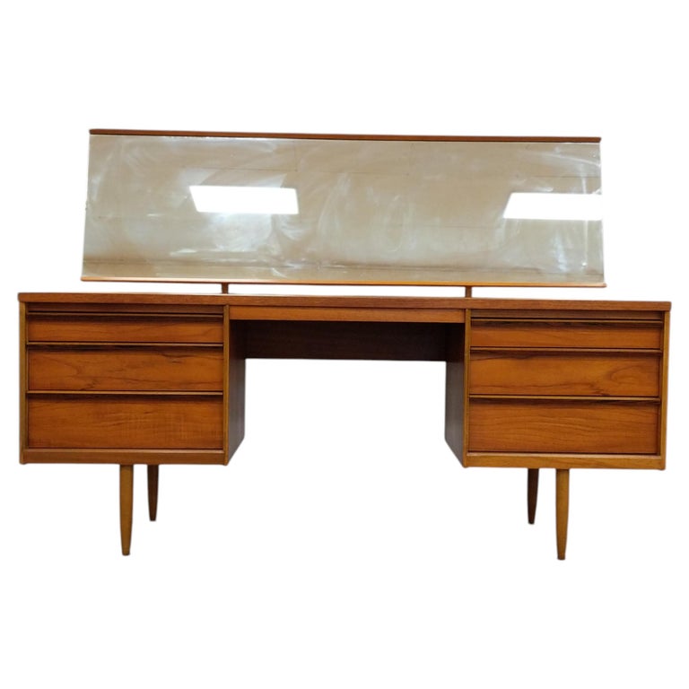 Vintage Mid Century Modern Teak Dressing Table / Desk with Mirror by Austinsuite