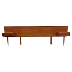 Vintage Mid Century Modern Teak King Headboad with Nightstands