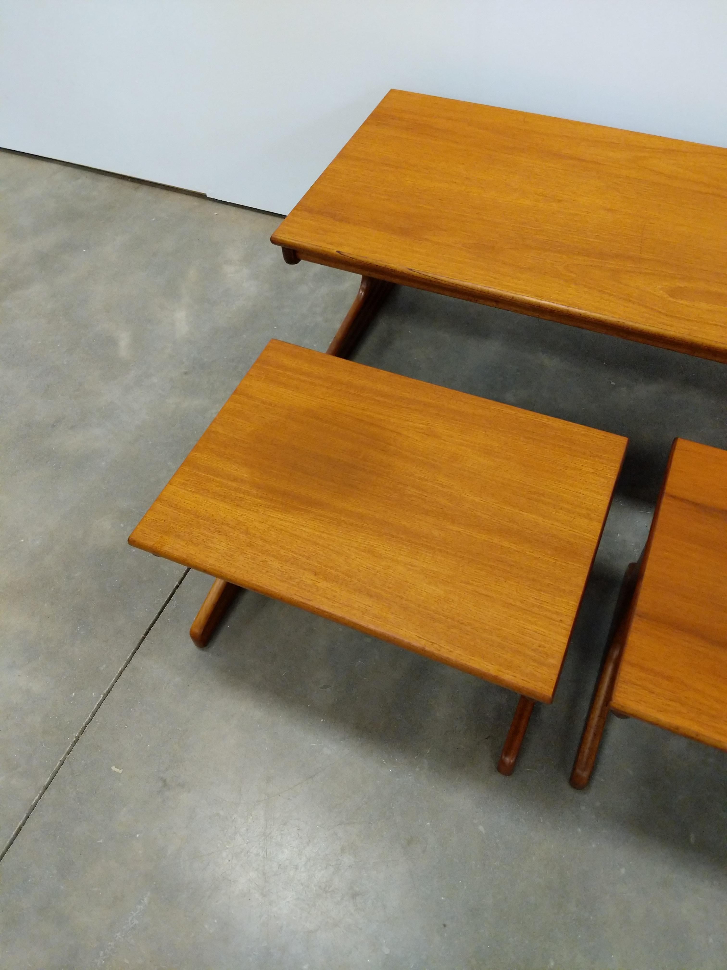 British Vintage Mid Century Modern Teak Nesting Tables by Portwood For Sale