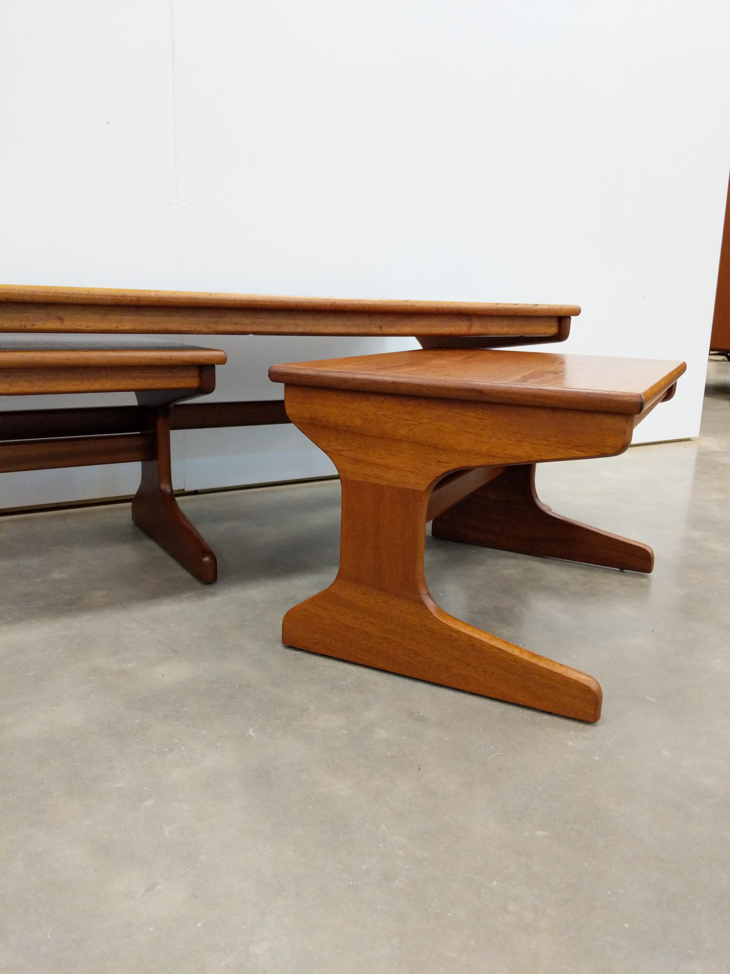 Vintage Mid Century Modern Teak Nesting Tables by Portwood For Sale 1