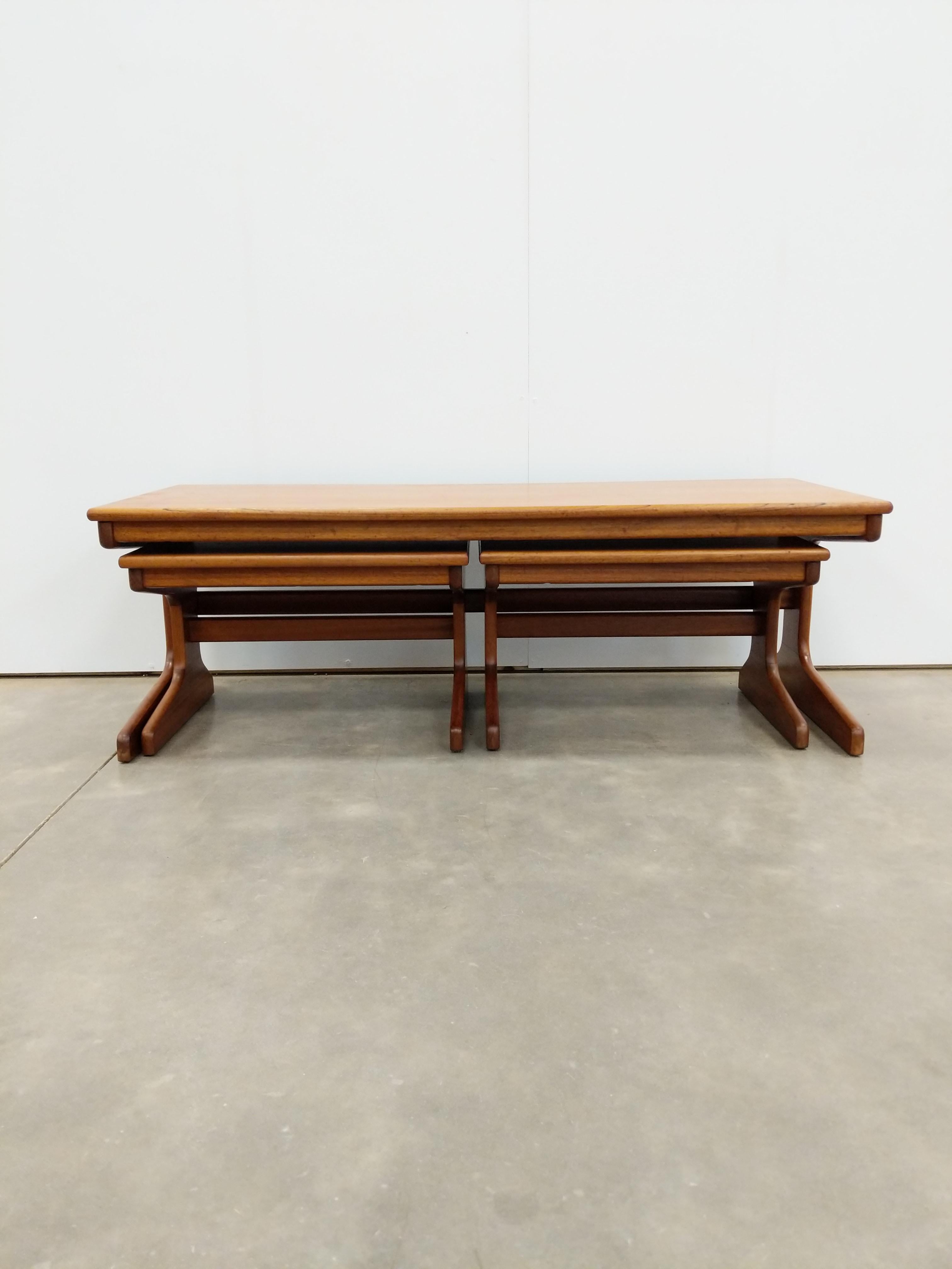 Vintage Mid Century Modern Teak Nesting Tables by Portwood For Sale 2