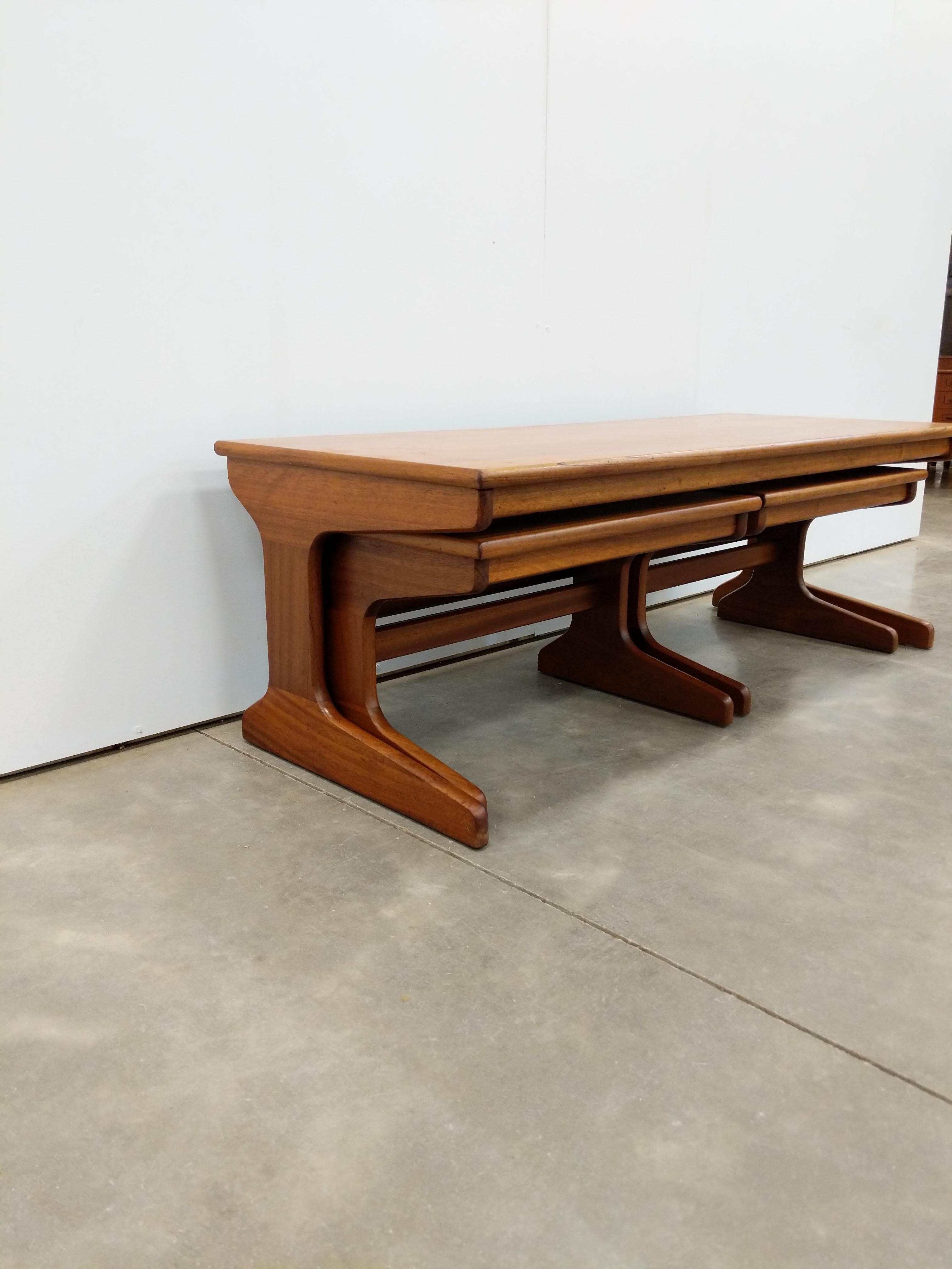 Vintage Mid Century Modern Teak Nesting Tables by Portwood For Sale 3