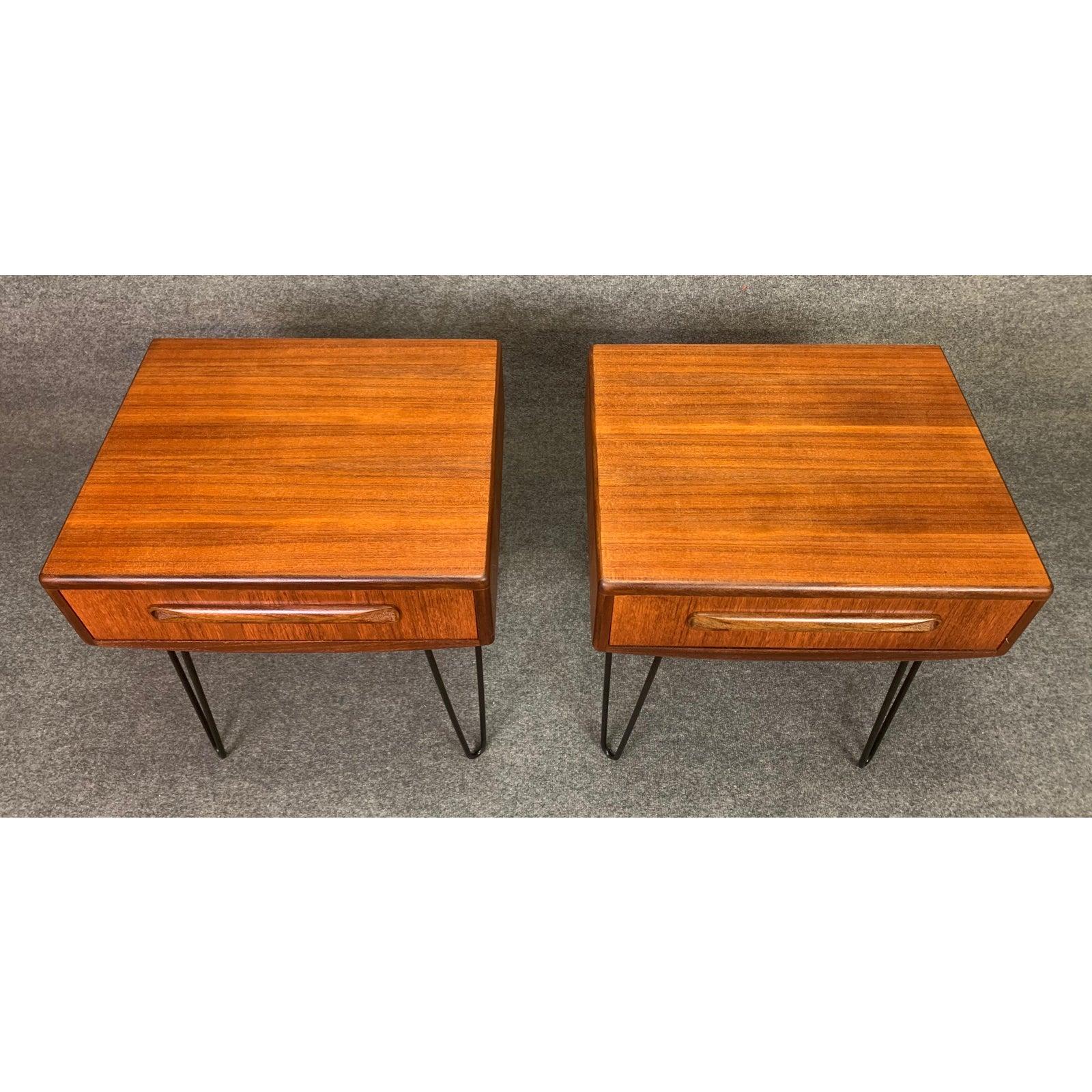 Vintage Mid-Century Modern Teak Nightstands by G Plan, a Pair In Good Condition In San Marcos, CA