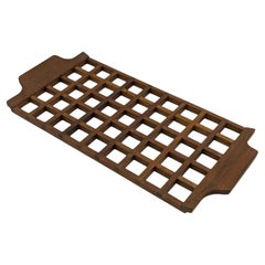 Vintage Mid Century Modern Teak Serving Tray/Trivet with Lattice Design