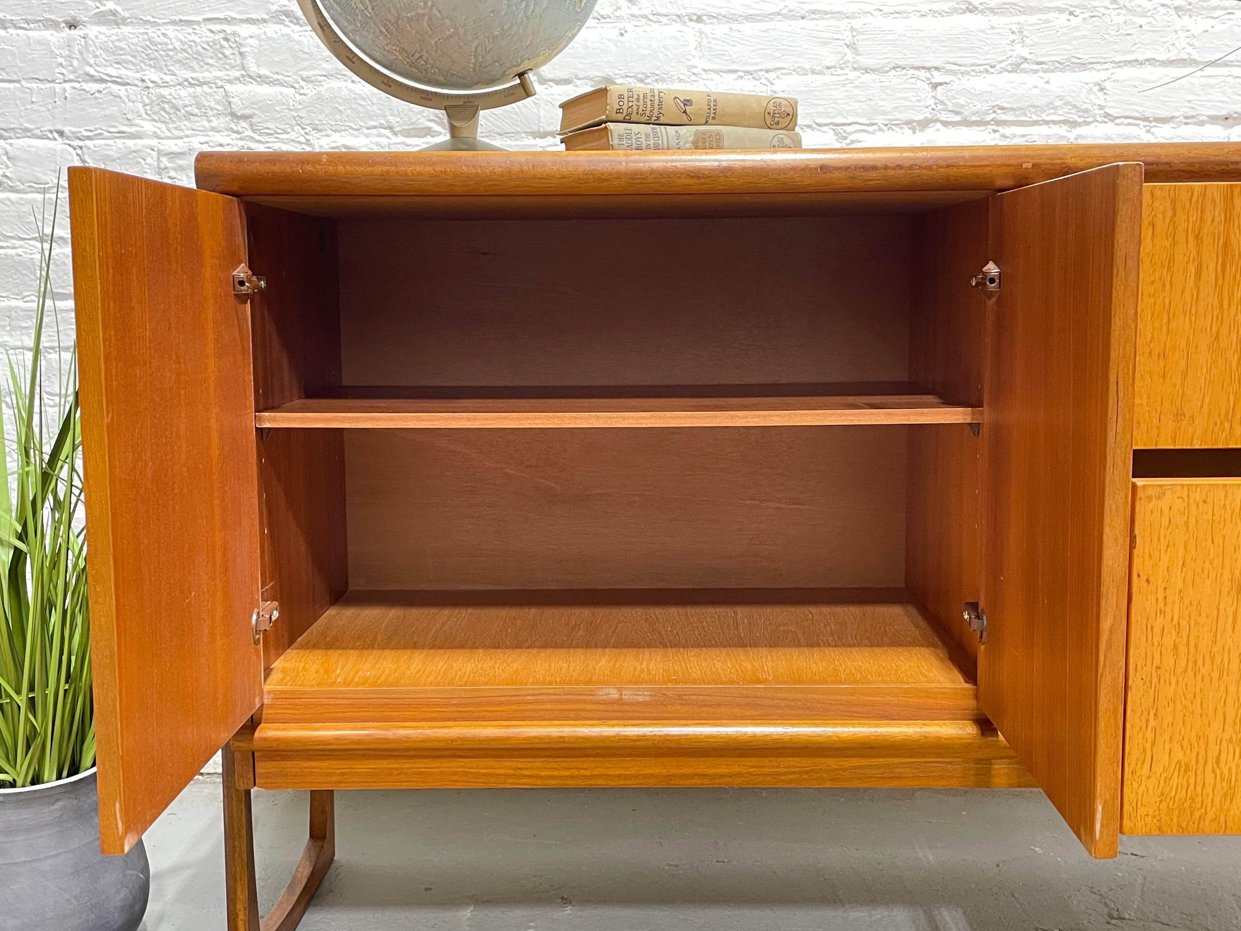 Vintage Mid Century Modern Teak Square Leg CREDENZA / Sideboard, c. 1960's For Sale 5
