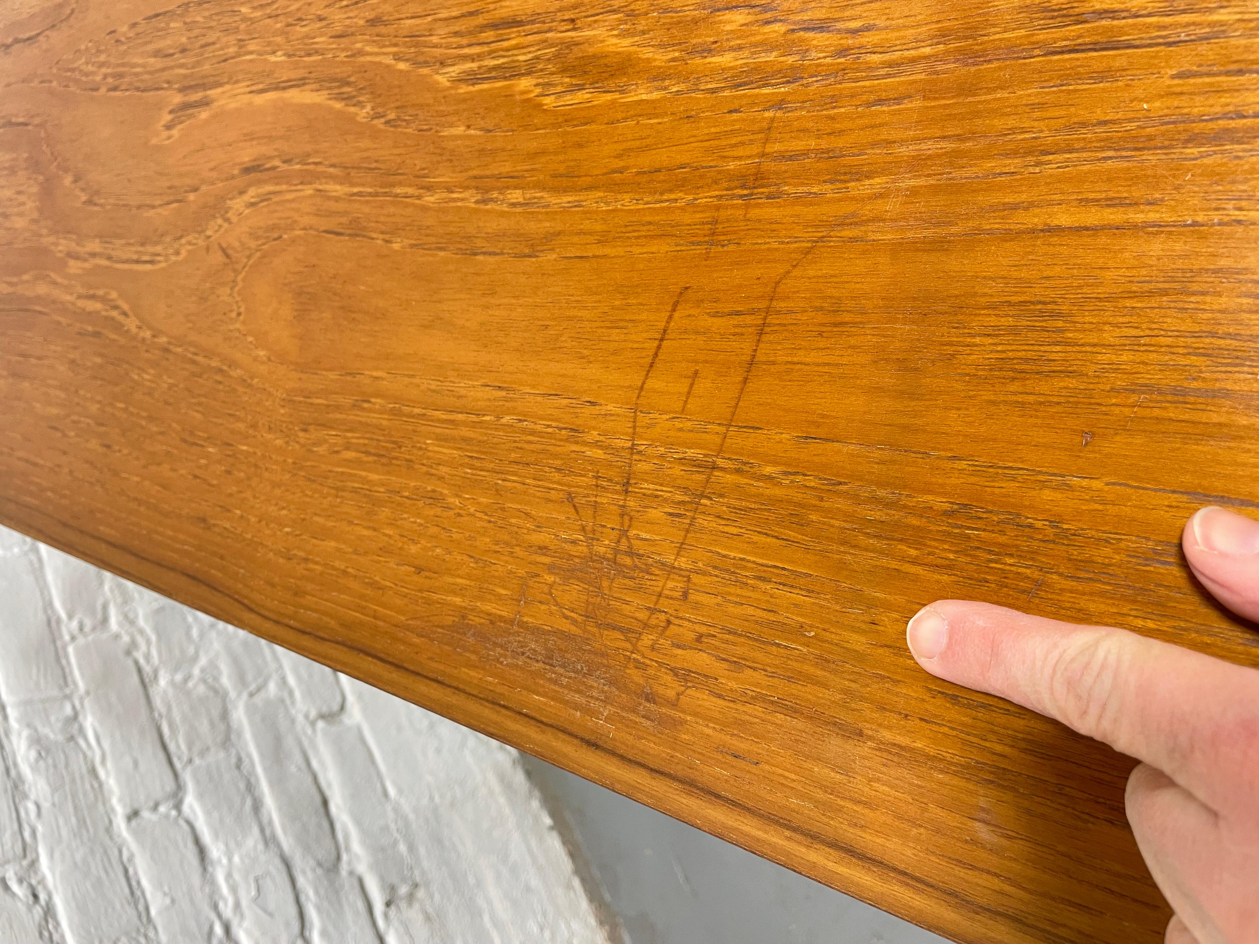 Vintage Mid Century Modern Teak Square Leg CREDENZA / Sideboard, c. 1960's For Sale 8