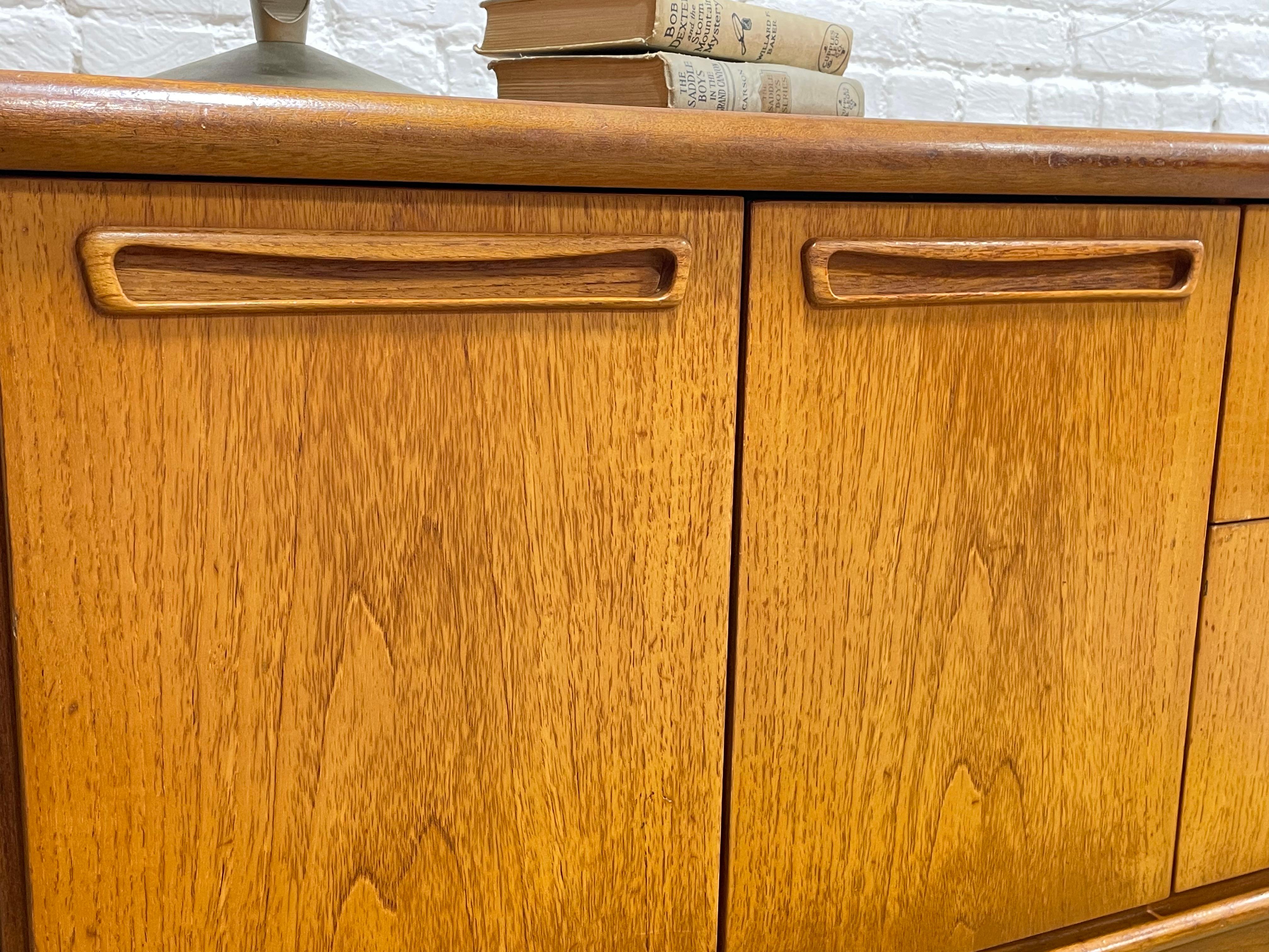 Vintage Mid Century Modern Teak Square Leg CREDENZA / Sideboard, c. 1960's For Sale 1