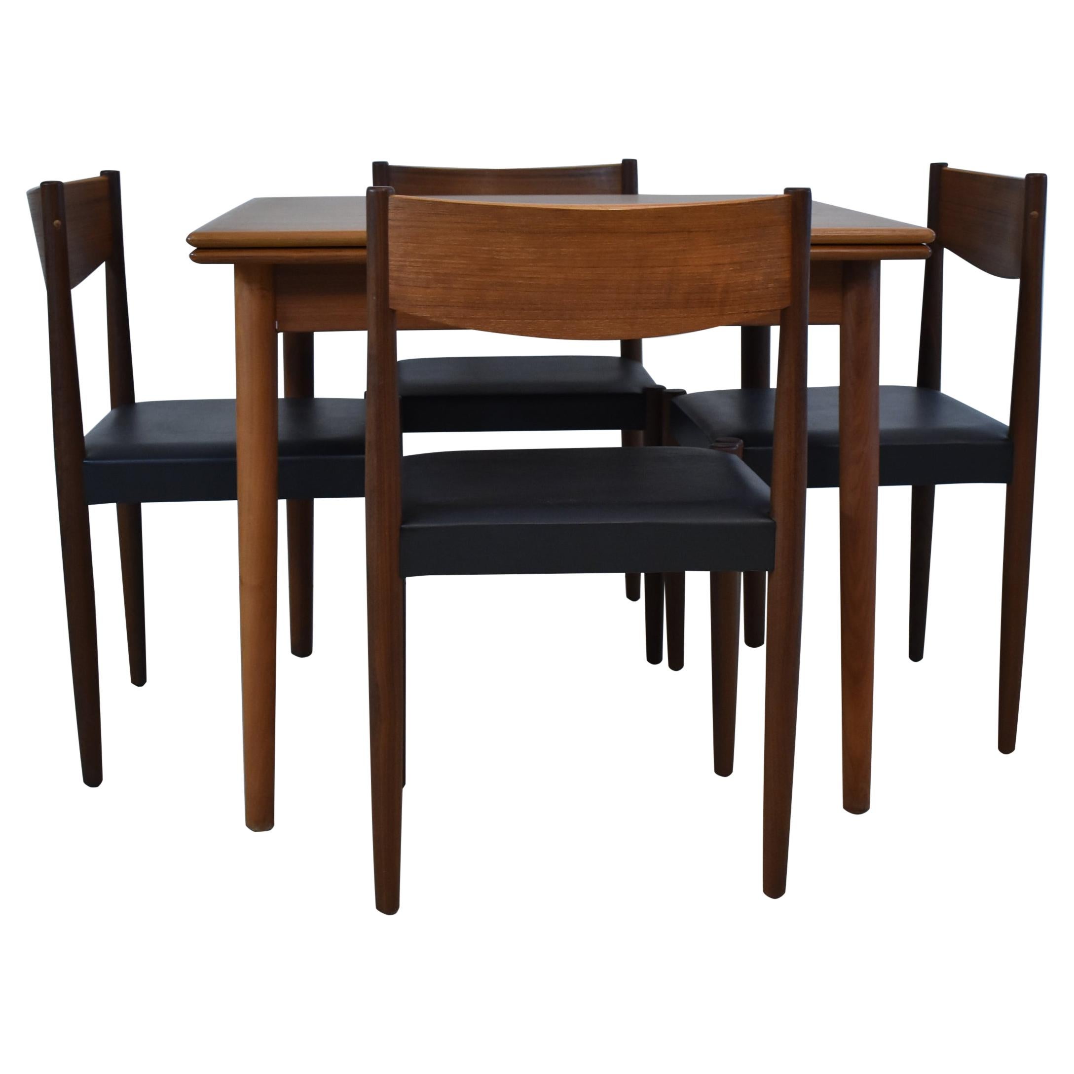 Vintage Mid-Century Modern Teak Table & Chairs Frem Rojle Denmark