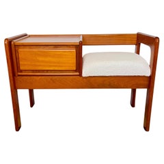 Banc téléphonique en teck Vintage Mid-Century Modern