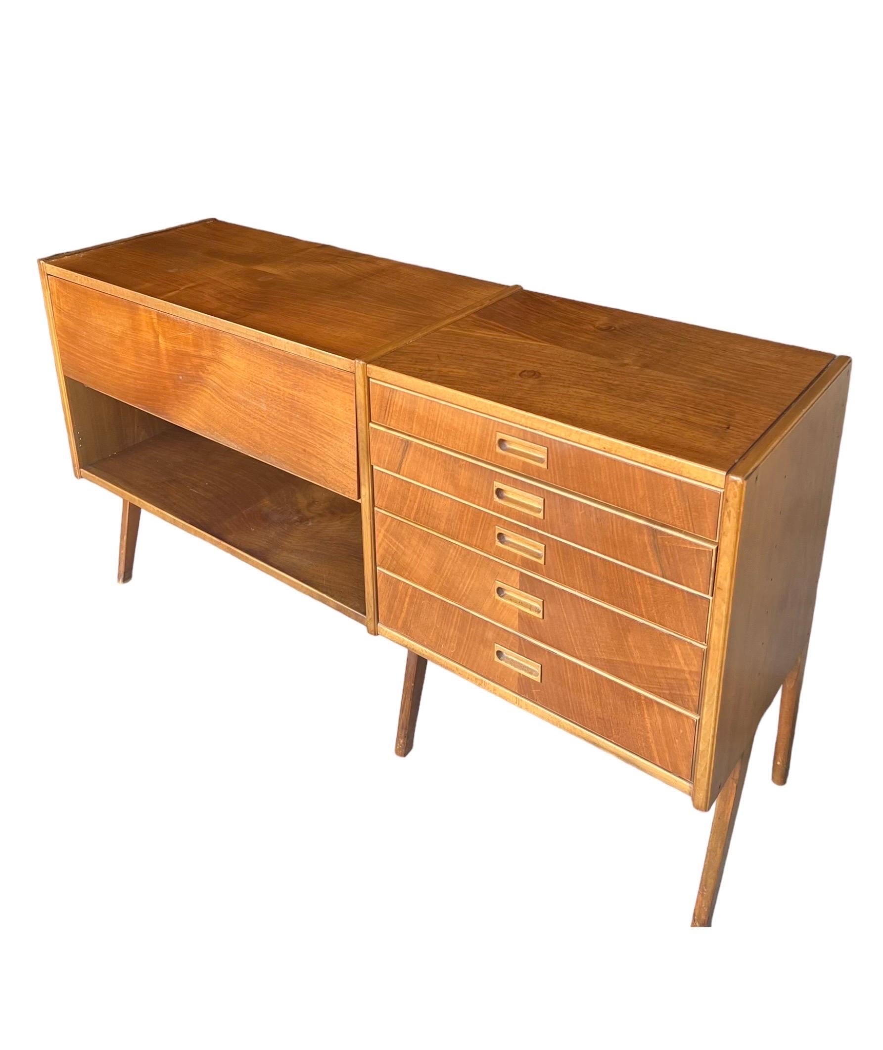Late 20th Century Vintage Mid Century Modern Teak Wood Credenza or Buffet Made in Sweden  For Sale
