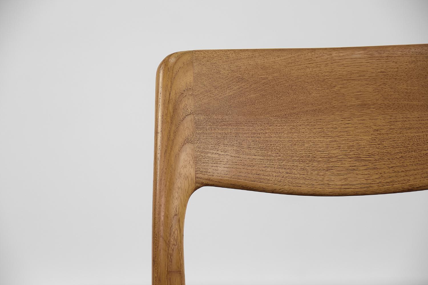 Danish Vintage Mid-Century Modern Teak Wood & Fabric Dining Chair by Juul Kristensen For Sale