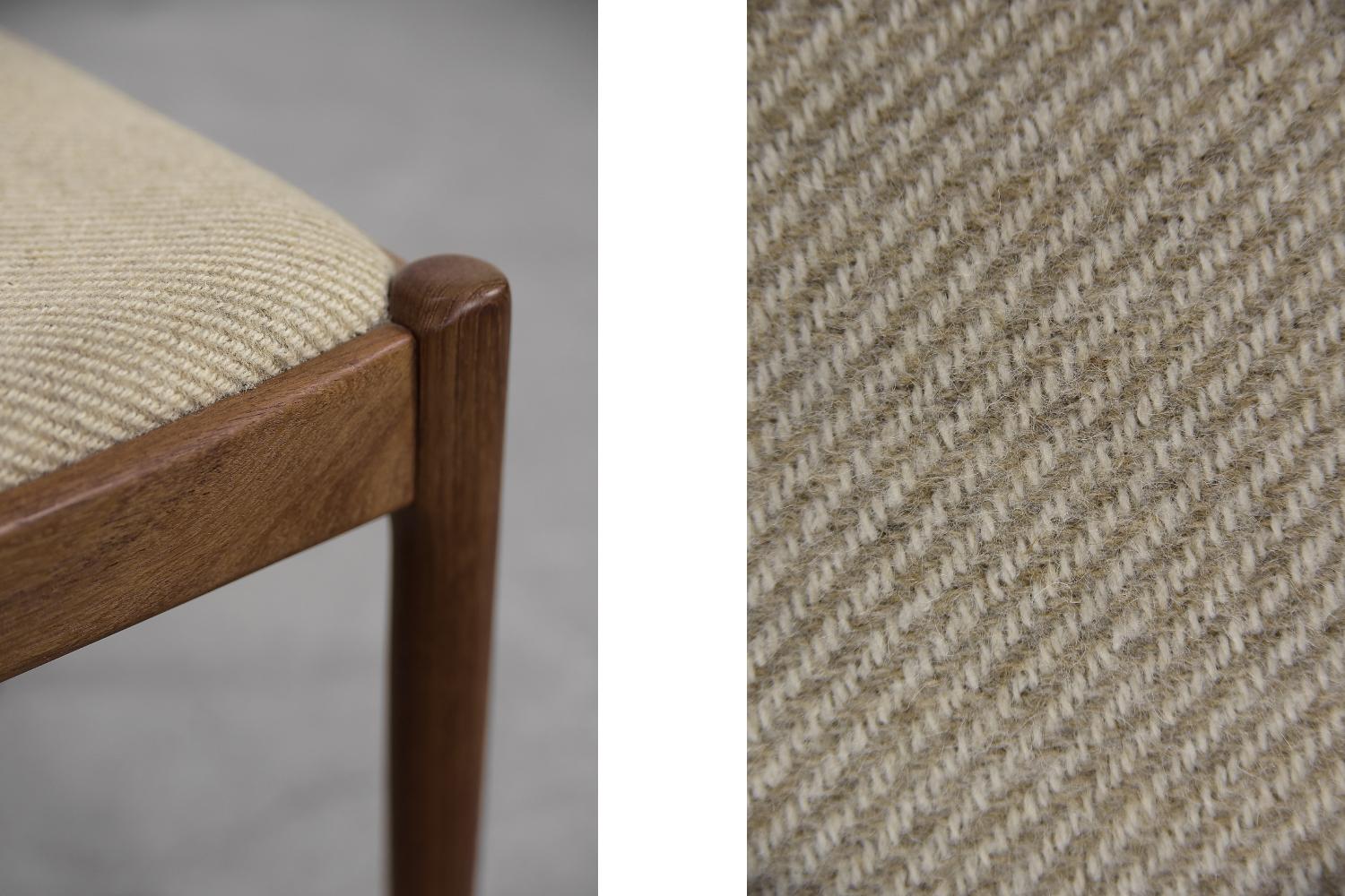 Vintage Mid-Century Modern Teak Wood & Fabric Dining Chair by Juul Kristensen For Sale 2
