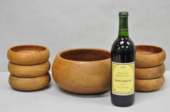 Vintage Mid Century Modern Teak Wood Goodwood Benjamin Medwin Salad Bowl Set 7pc