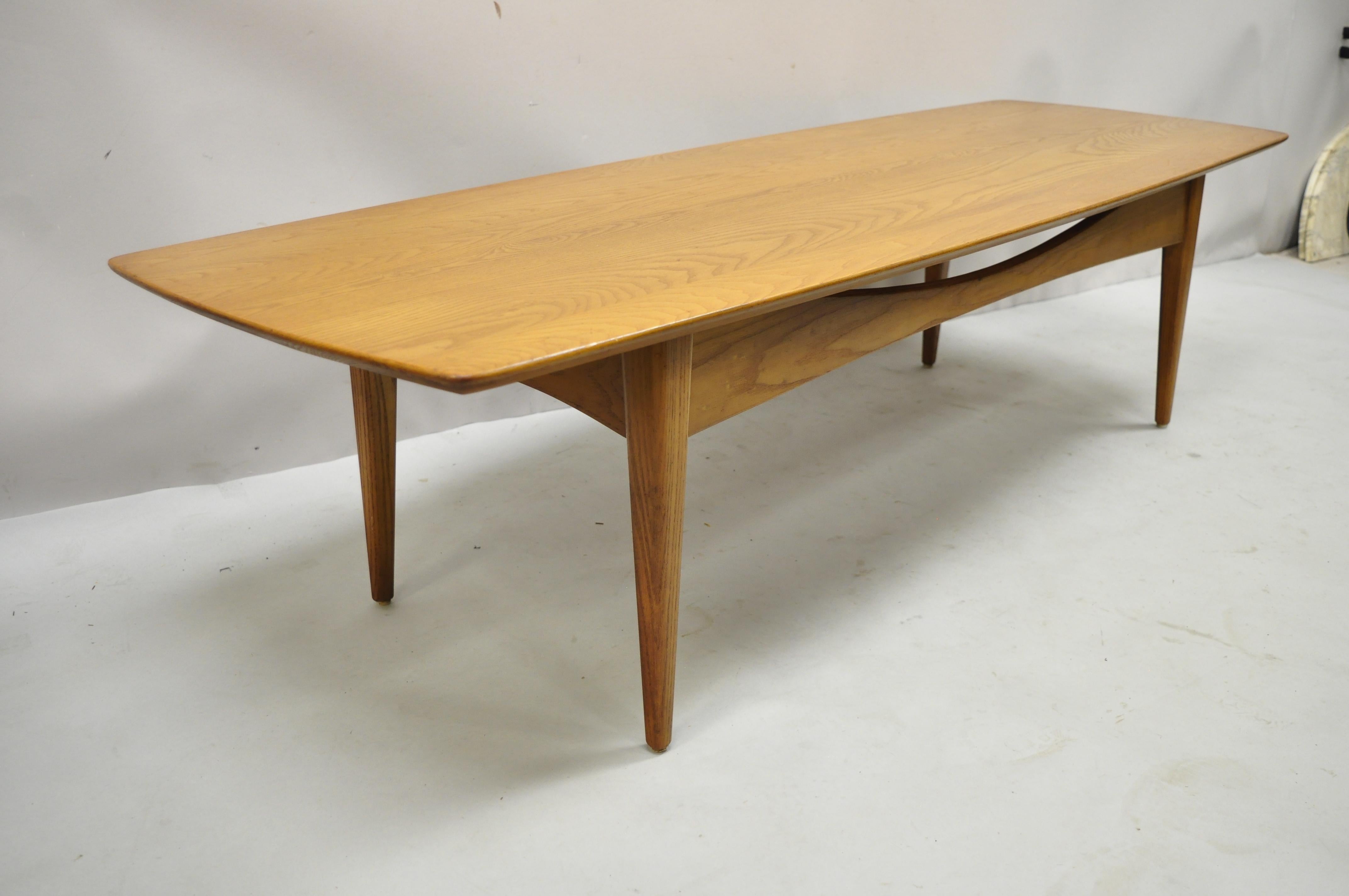 Vintage Mid-Century Modern Teak Wood Surfboard Long Coffee Table 701-G 5