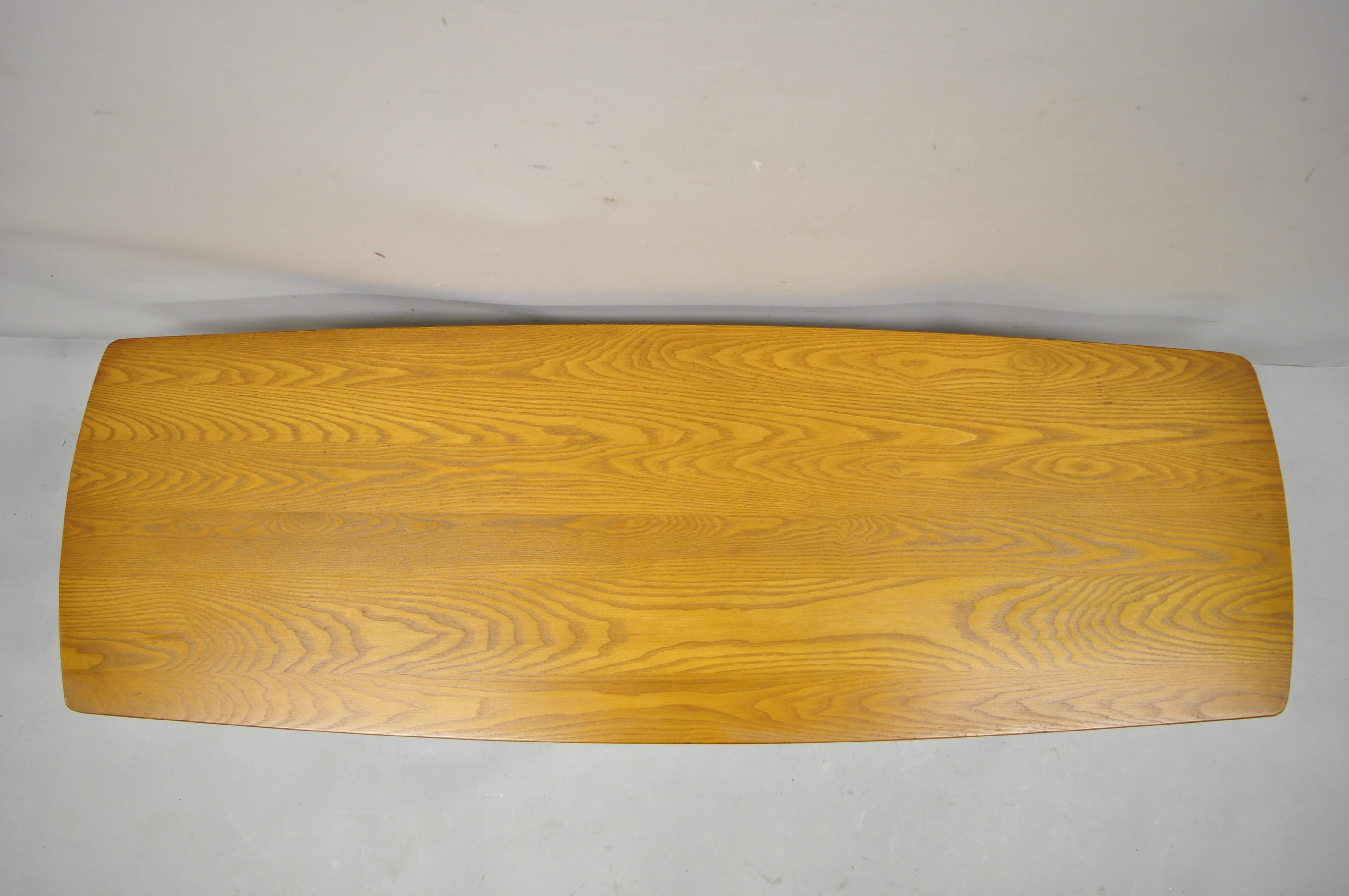 North American Vintage Mid-Century Modern Teak Wood Surfboard Long Coffee Table 701-G