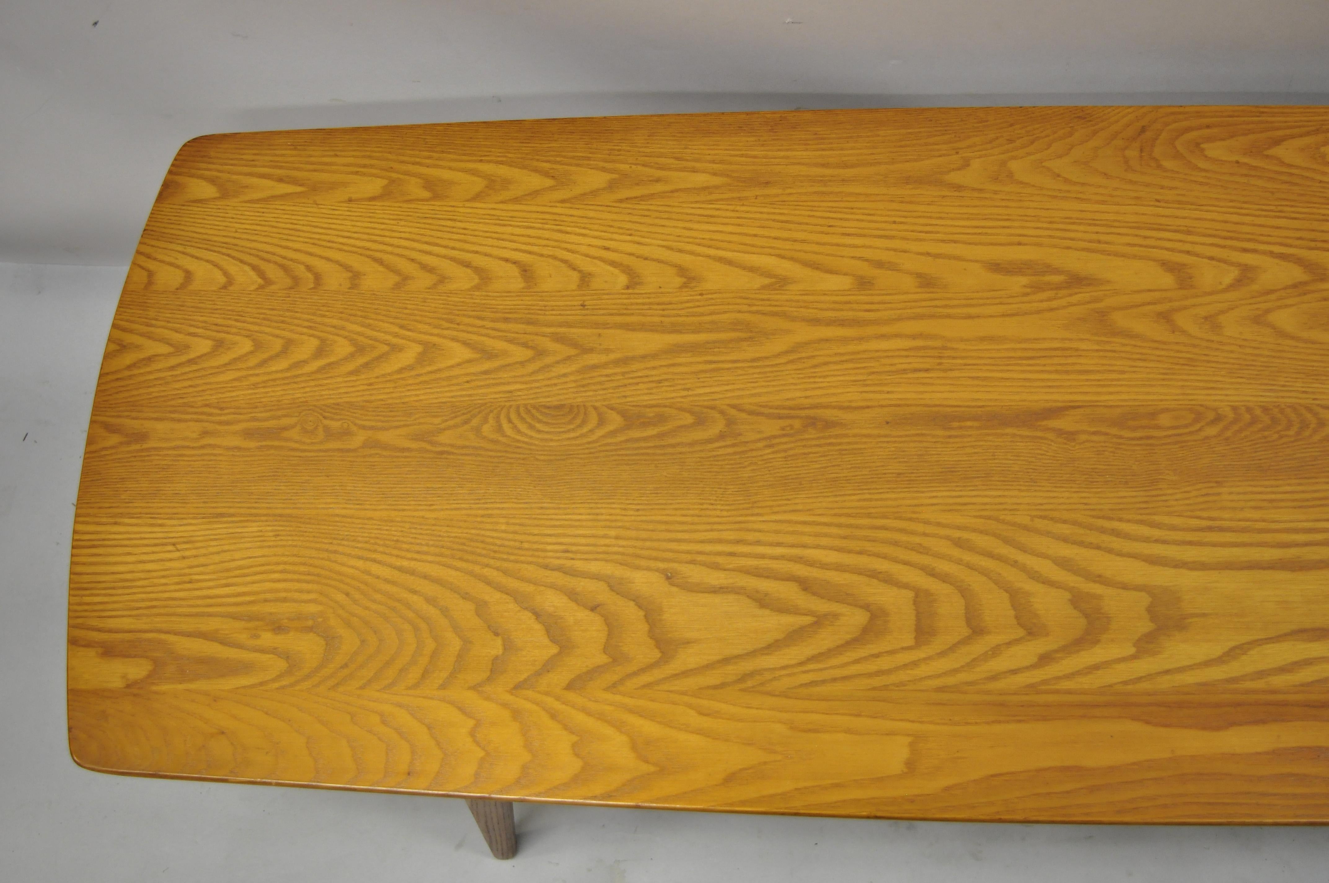 Vintage Mid-Century Modern Teak Wood Surfboard Long Coffee Table 701-G 1