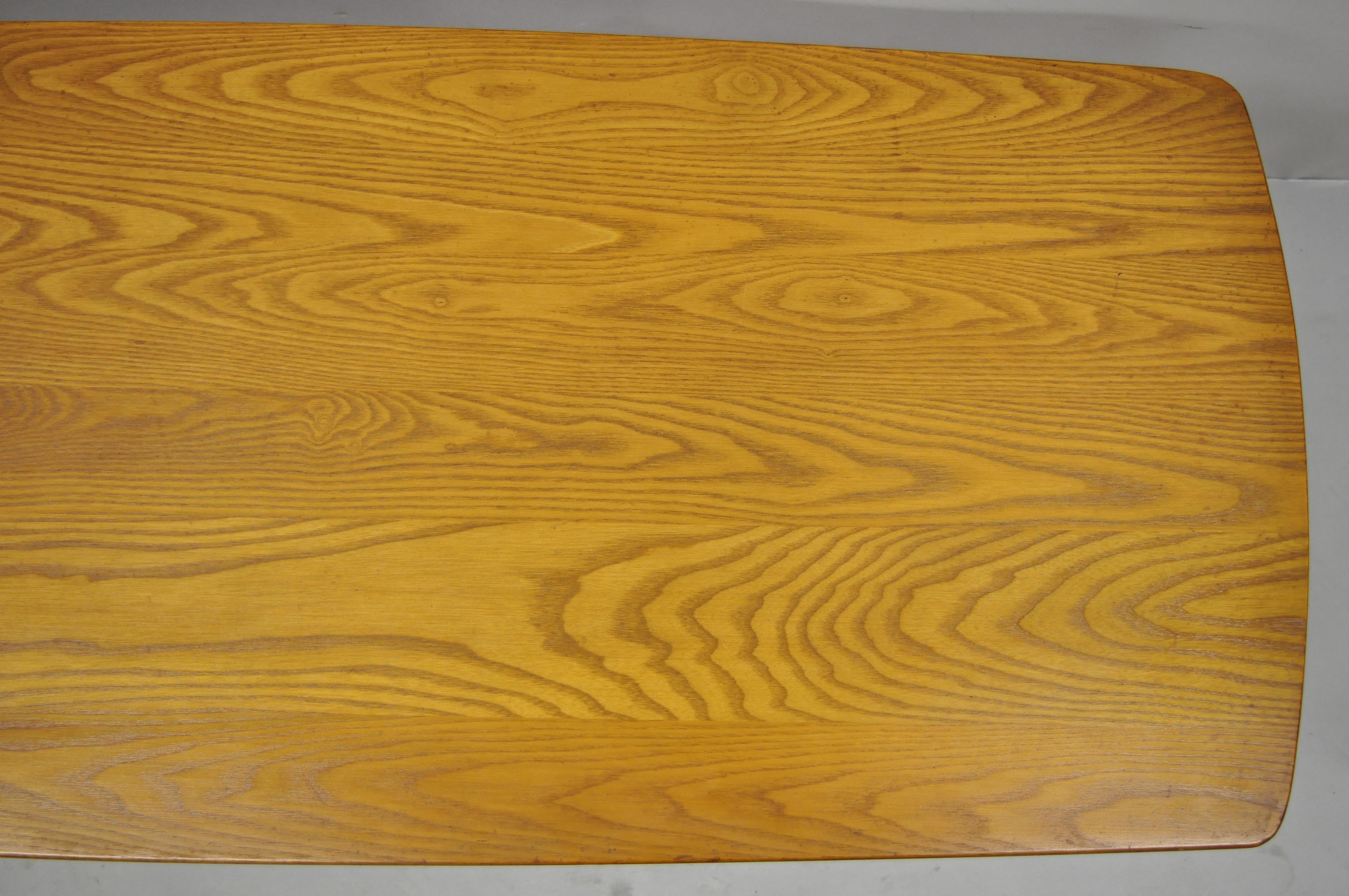 Vintage Mid-Century Modern Teak Wood Surfboard Long Coffee Table 701-G 2
