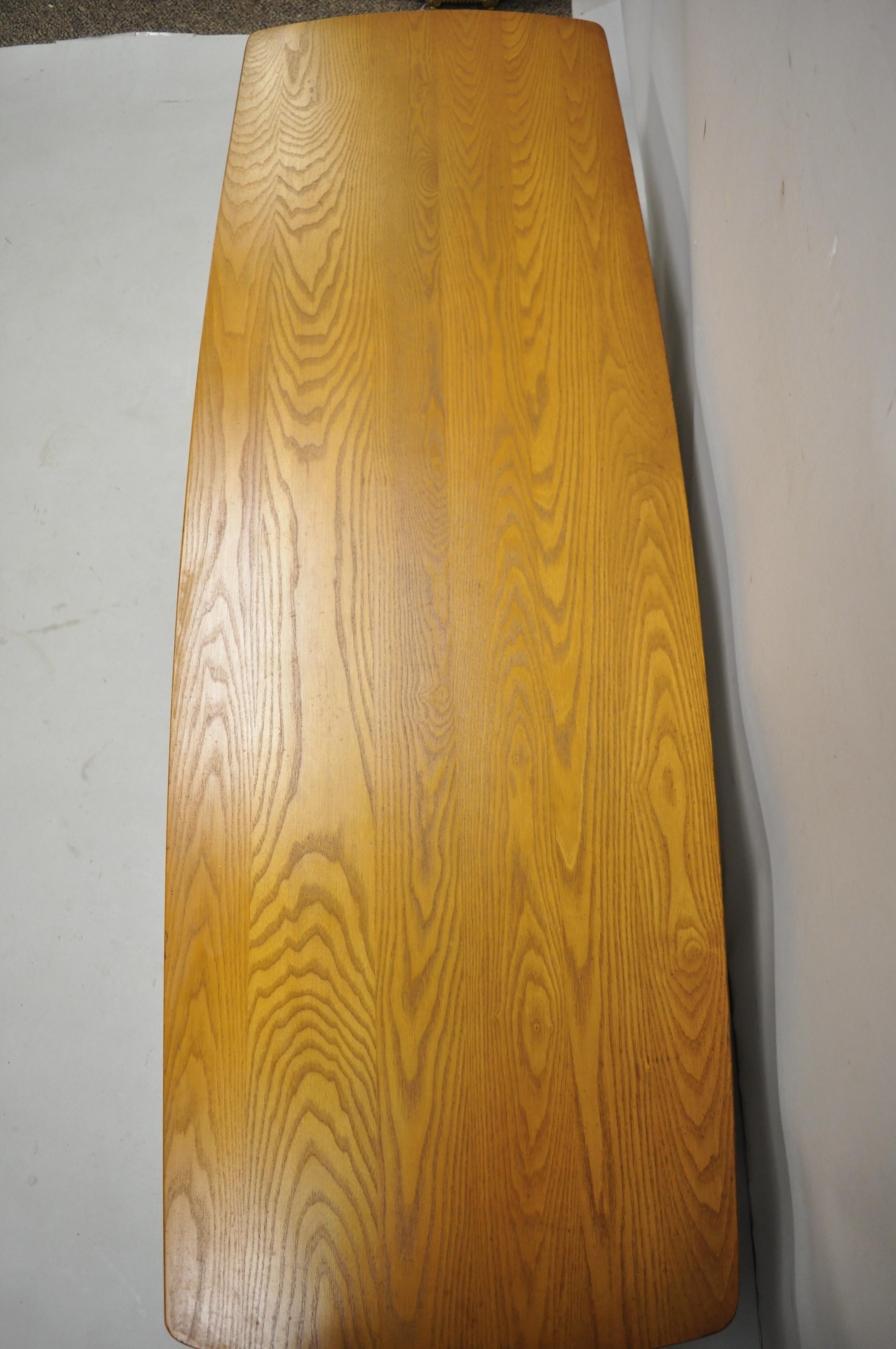 Vintage Mid-Century Modern Teak Wood Surfboard Long Coffee Table 701-G 3