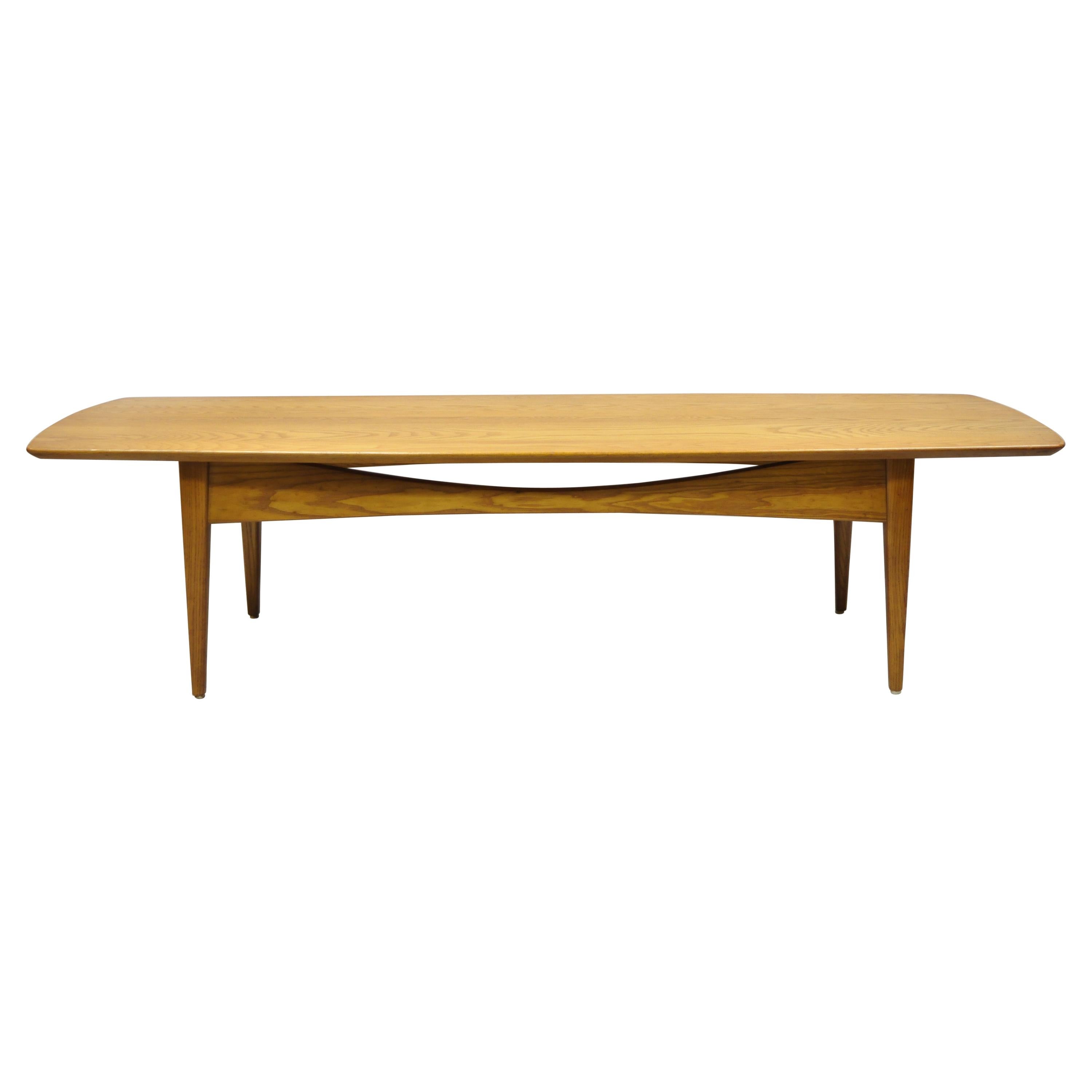 Vintage Mid-Century Modern Teak Wood Surfboard Long Coffee Table 701-G