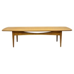 Vintage Mid-Century Modern Teak Wood Surfboard Long Coffee Table 701-G