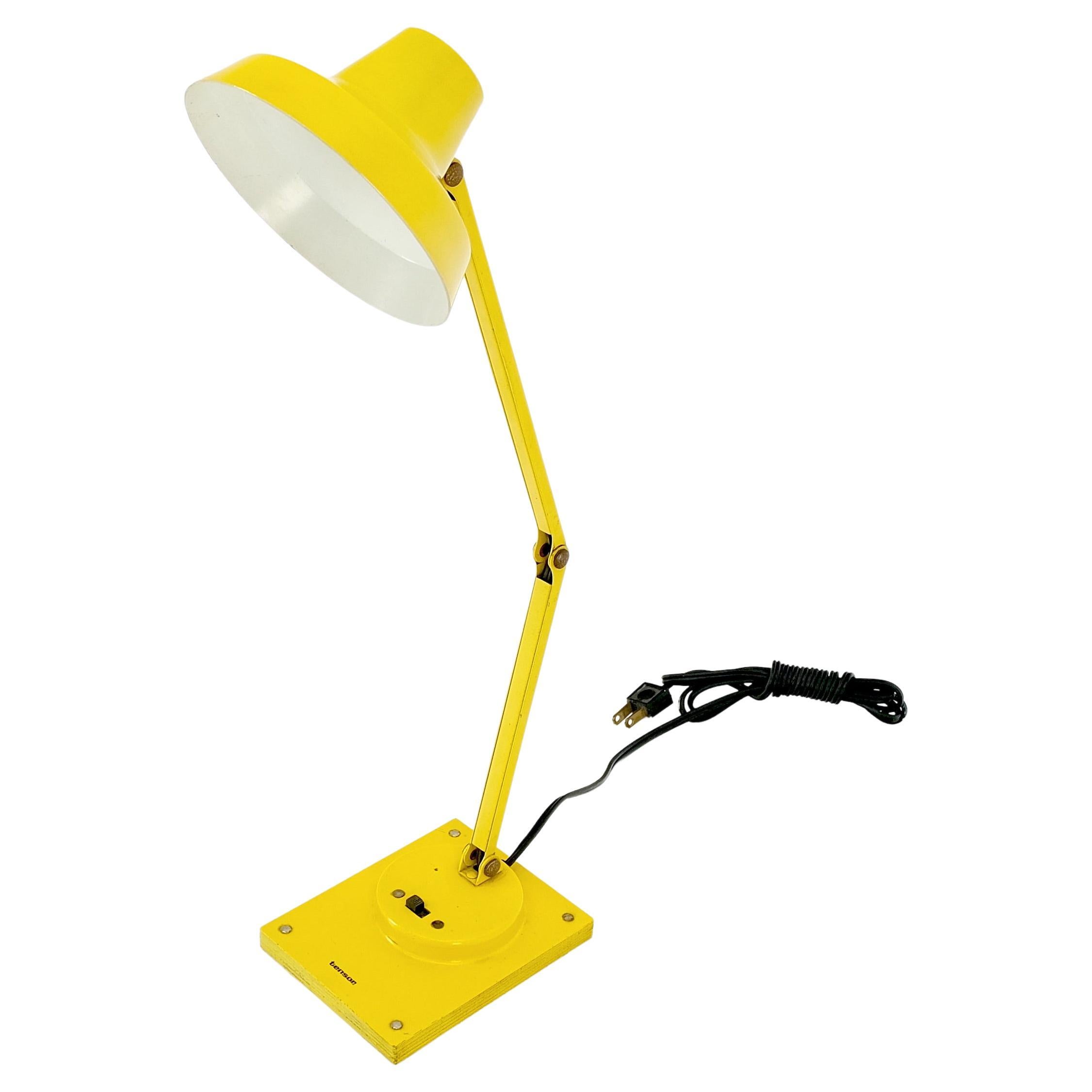 Vintage Mid-Century Modern Tensor Bright Yellow Enamel Adjustable Desk Lamp For Sale