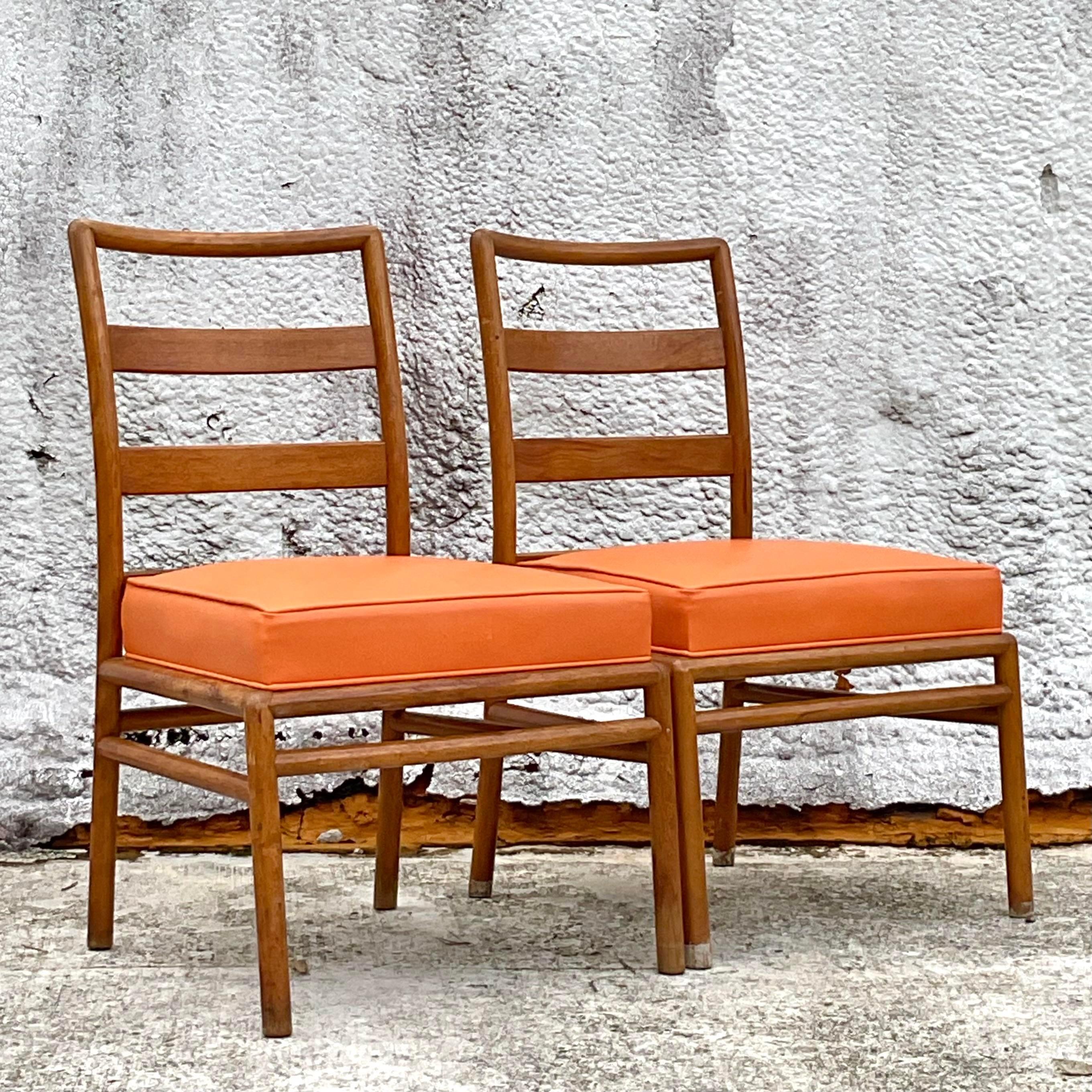 Upholstery Vintage Mid-Century Modern t.h. Robsjohn Gibbings Arm Chair - a Pair