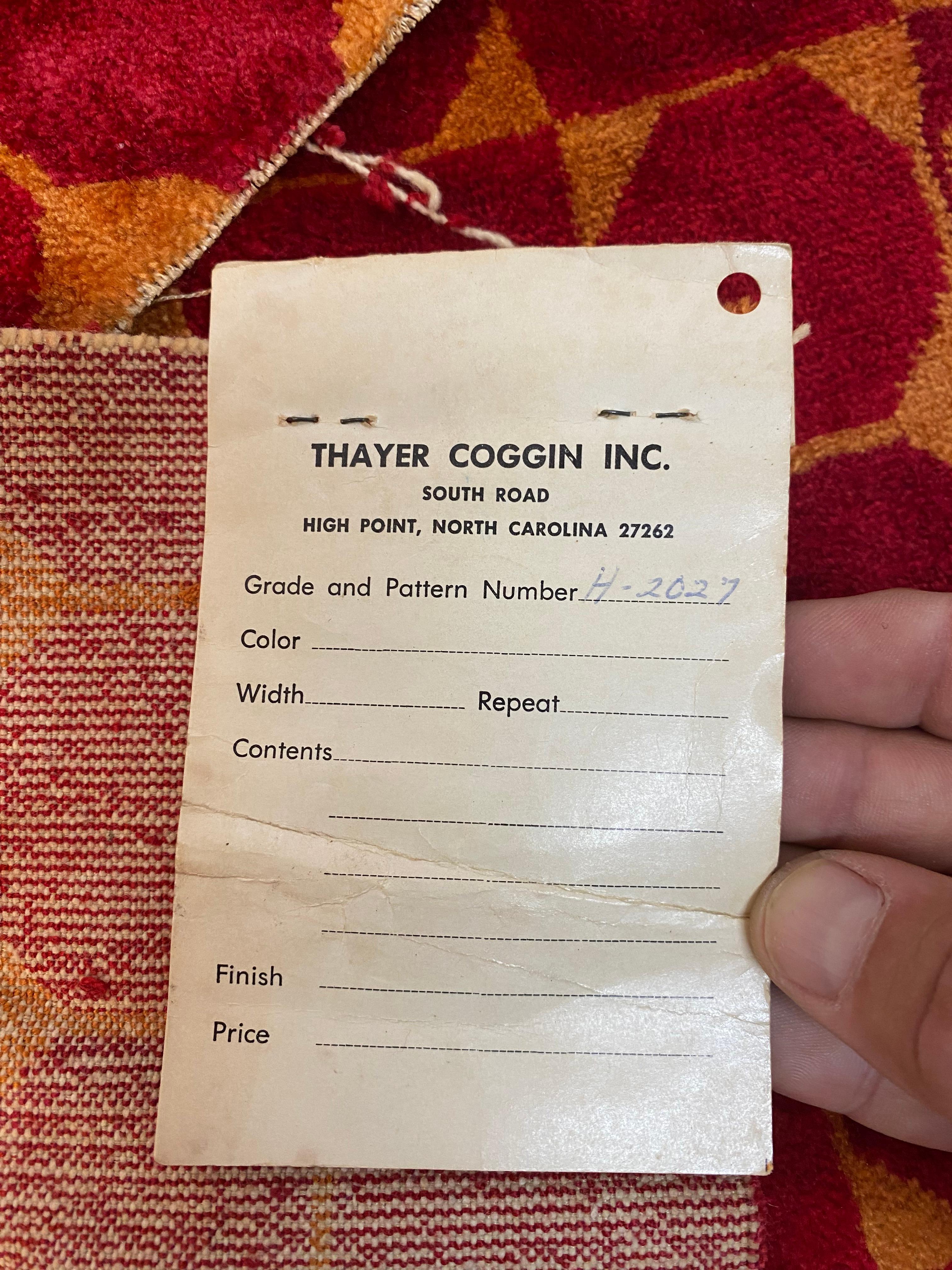 20th Century Vintage Mid Century Modern Thayer Coggin Geometric Upholstery Fabric For Sale