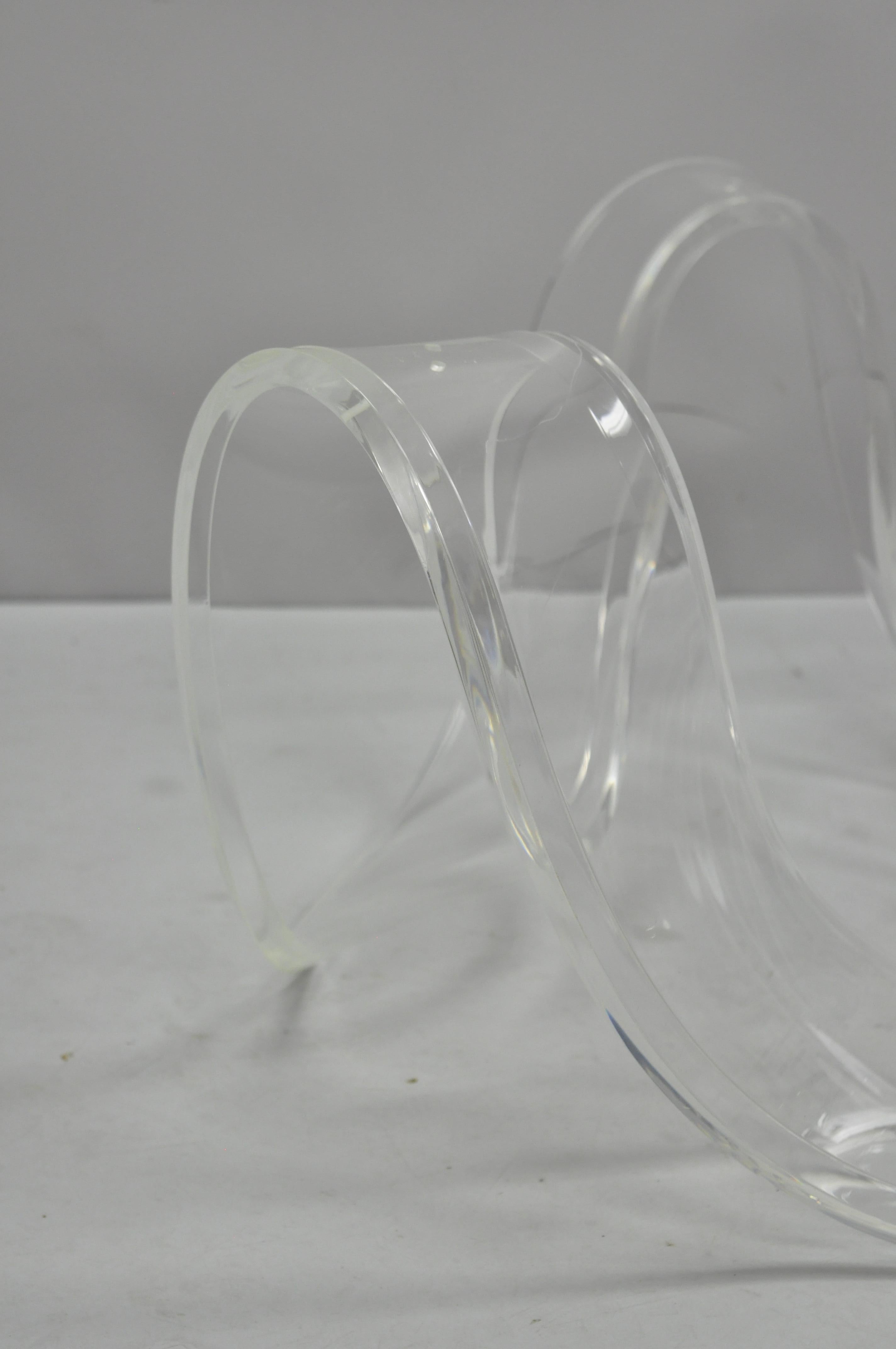 Vintage Mid-Century Modern Thick Clear Lucite Ribbon Wave Coffee Table Base In Good Condition In Philadelphia, PA