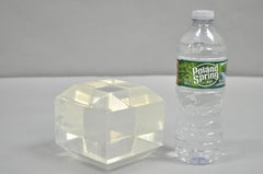 Vintage Mid Century Modern Thick Clear Lucite Sculptural Desk Paperweight