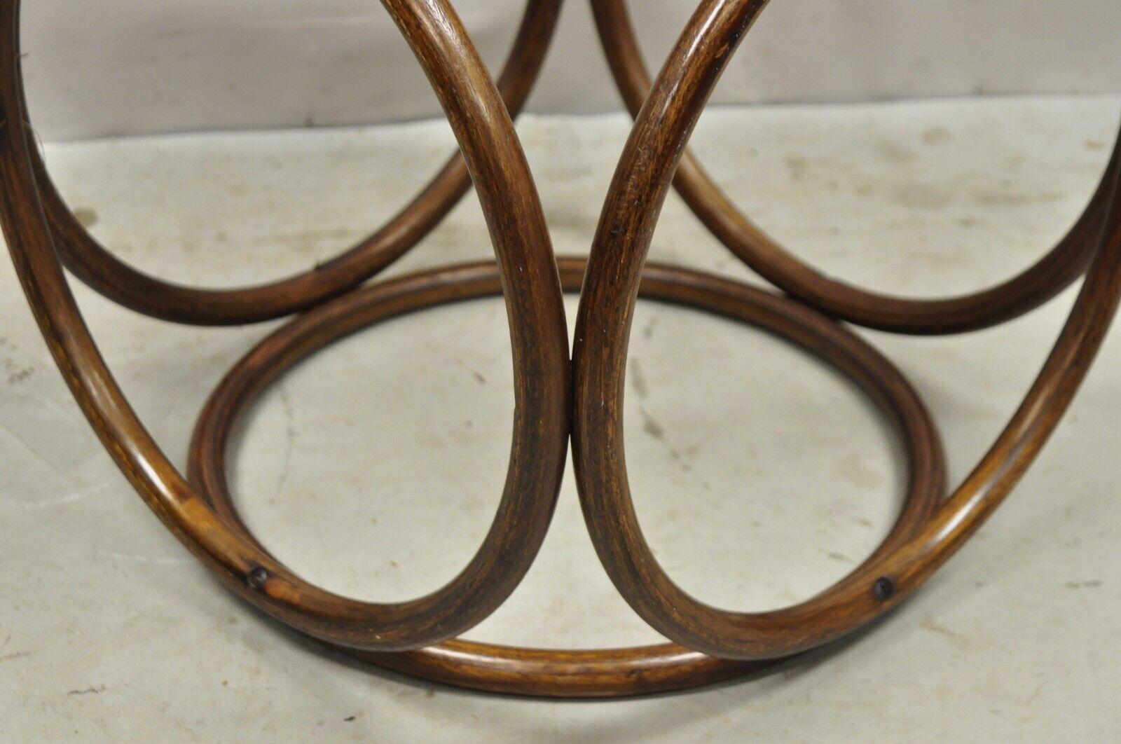 Vintage Mid Century Modern Thonet Bentwood Cane Seat Round Stool (B) In Good Condition For Sale In Philadelphia, PA