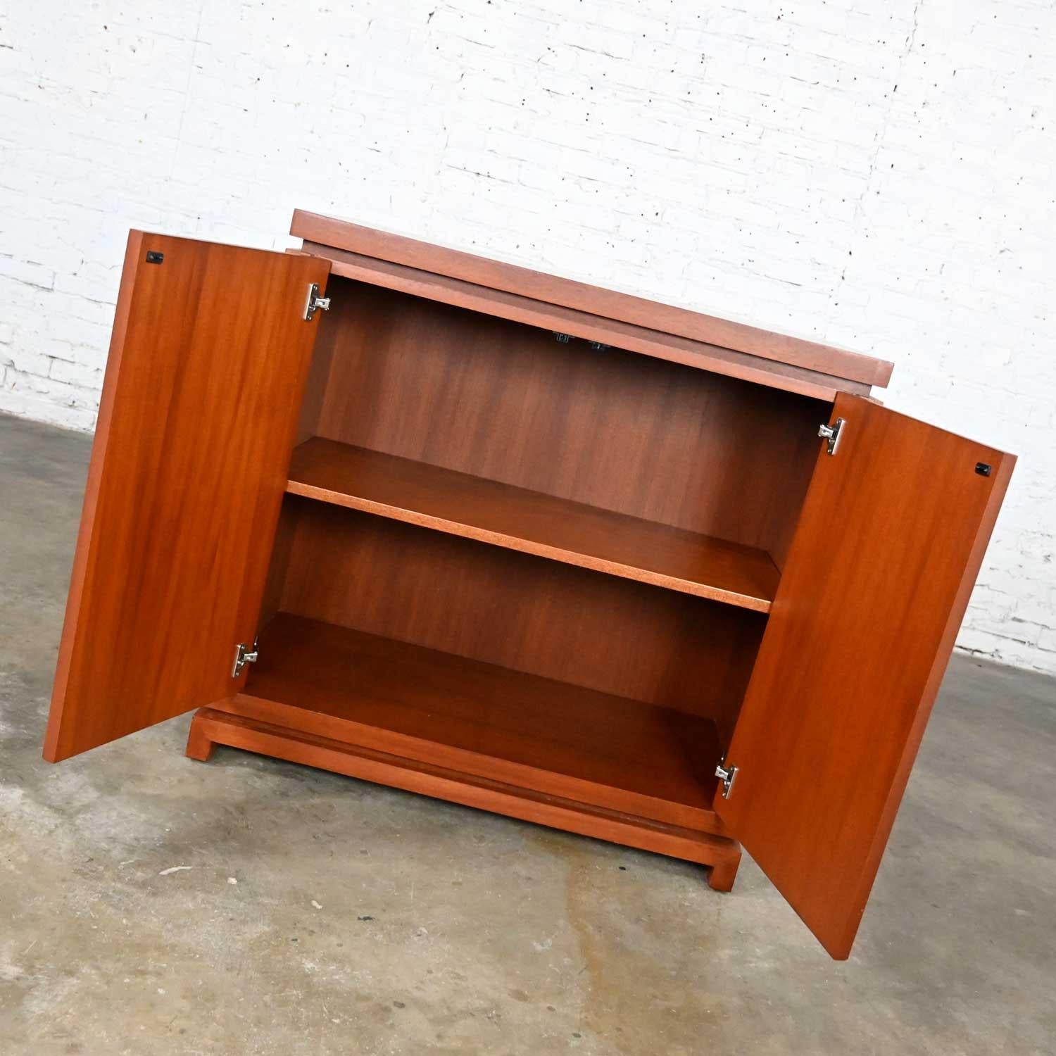 Veneer Vintage Mid-Century Modern to Modern Narrow Walnut Console Cabinet