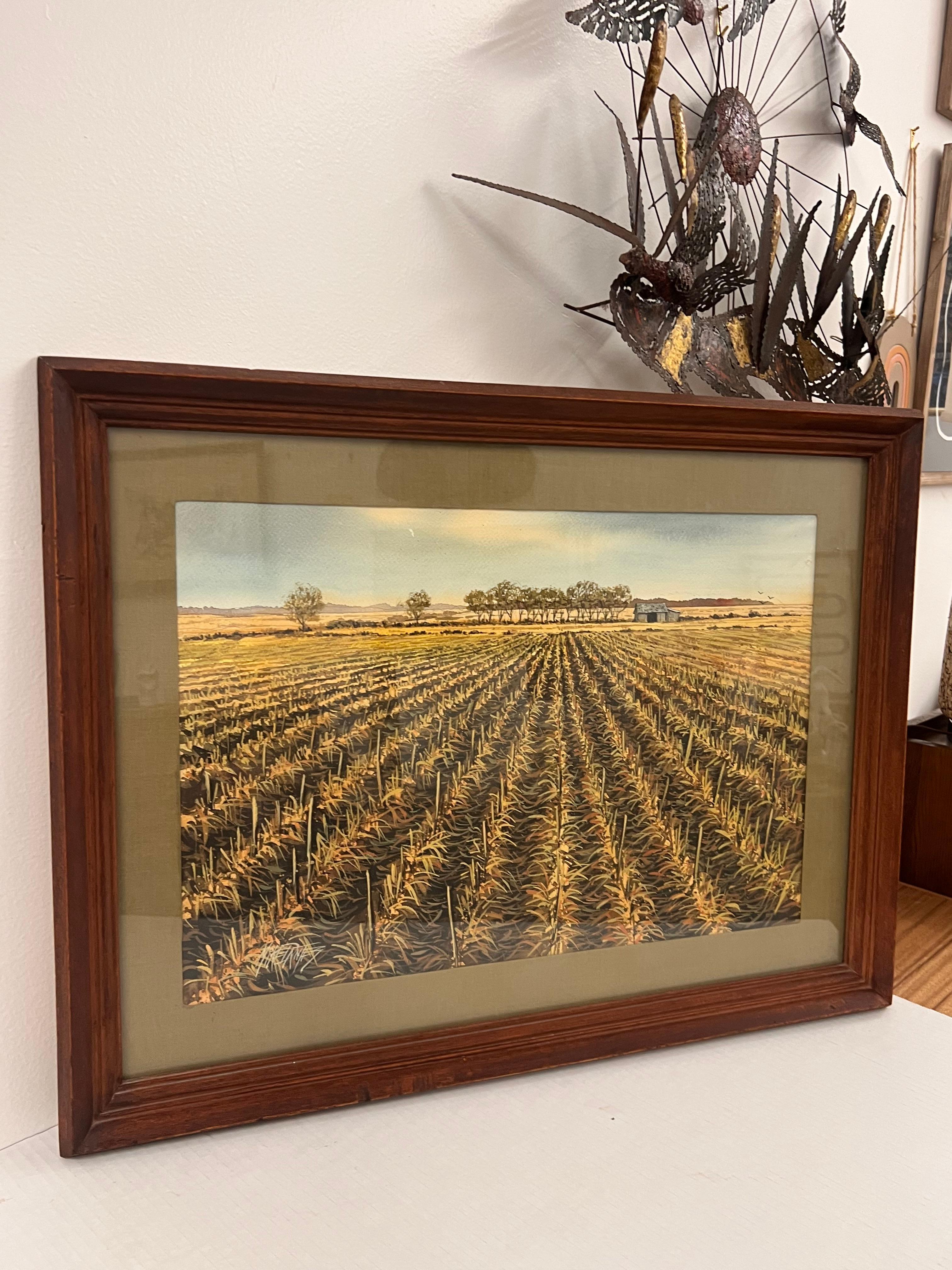 Vintage Mid Century Modern Traditional Watercolor Painting of Scenic Landscape (Pittura acquerello tradizionale di metà secolo) In condizioni buone in vendita a Seattle, WA