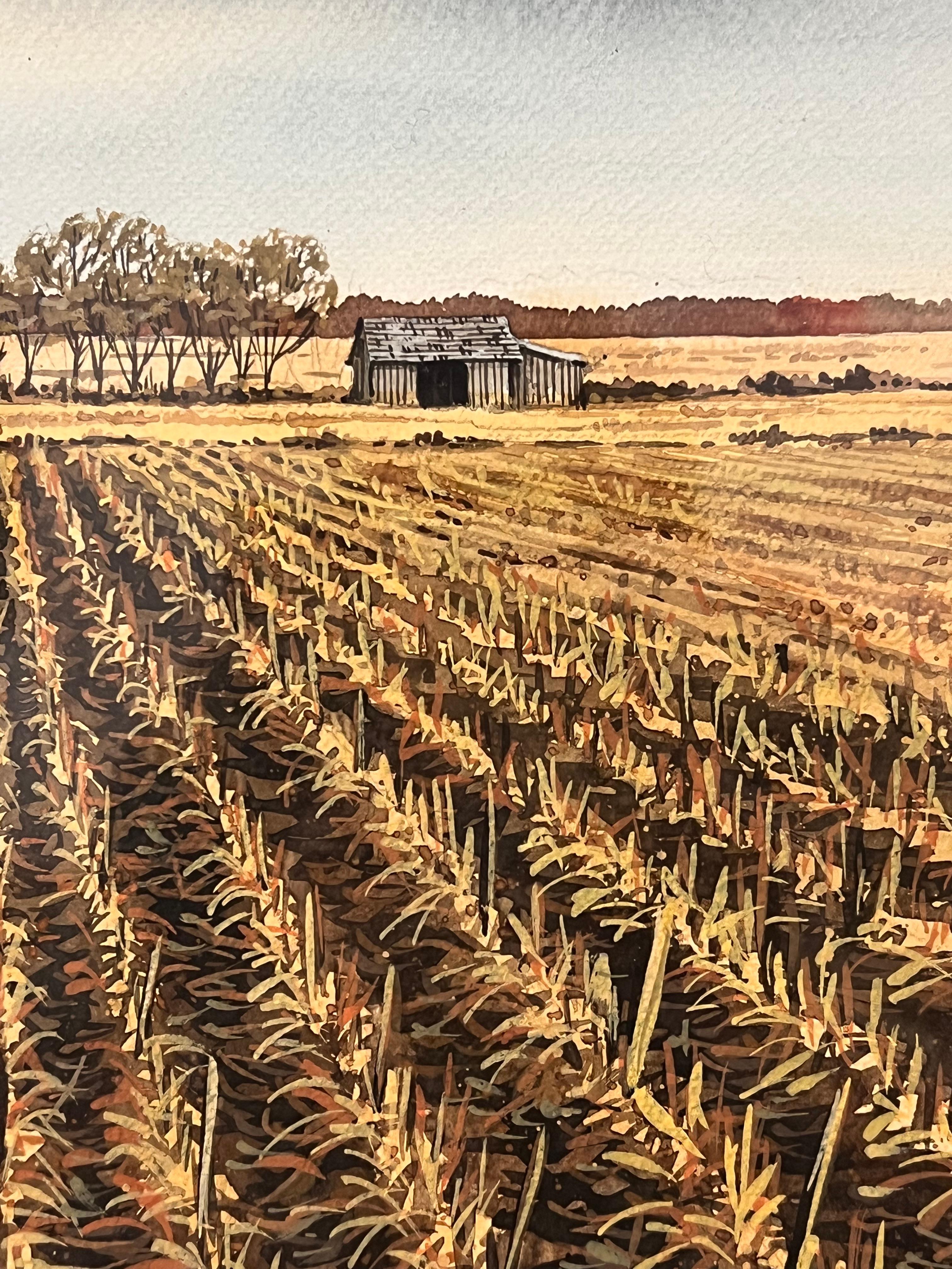 Vintage Mid Century Modern Traditional Watercolor Painting of Scenic Landscape (Pittura acquerello tradizionale di metà secolo) in vendita 1