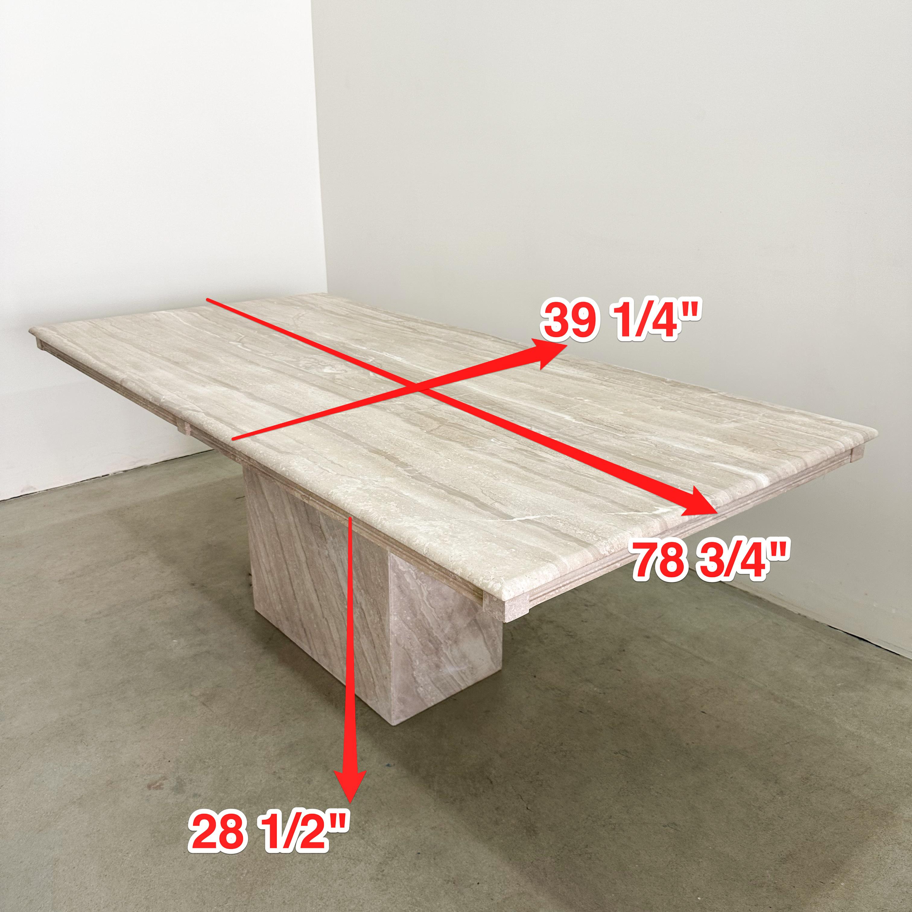 Vintage Mid-Century Modern Travertine Stone Rectangle Dining Table 70s 80s en vente 6
